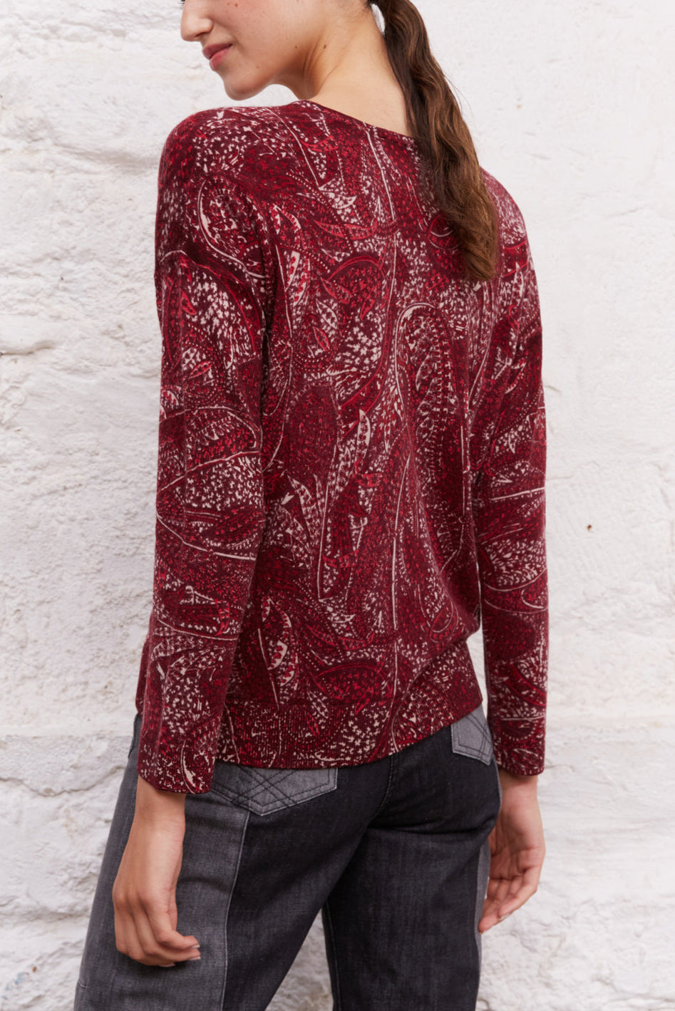 Pull V en laine à l'imprimé cachemire - LIAM Faume - seconde main