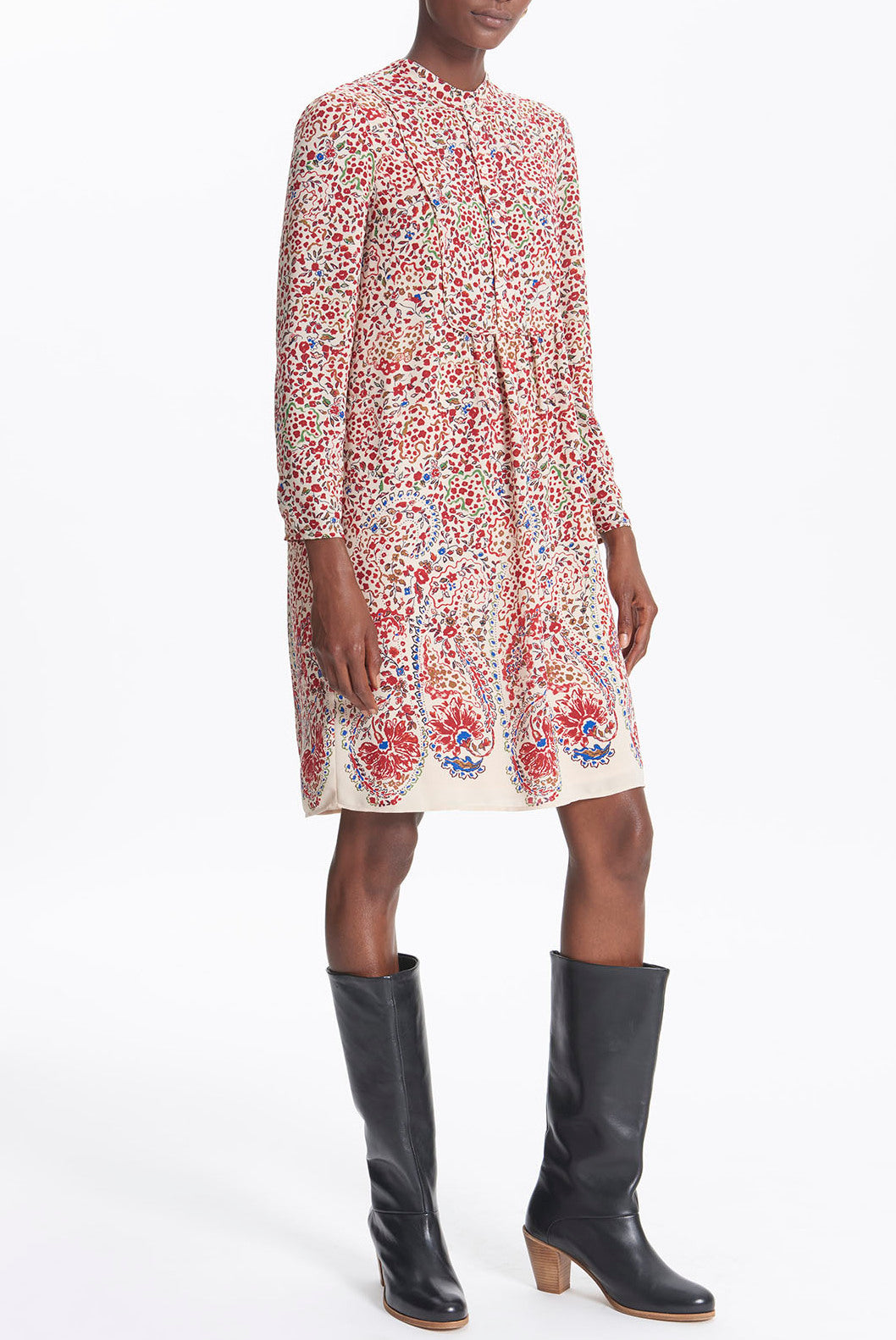 DALI - Robe en crêpe imprimé floral Faume - seconde main