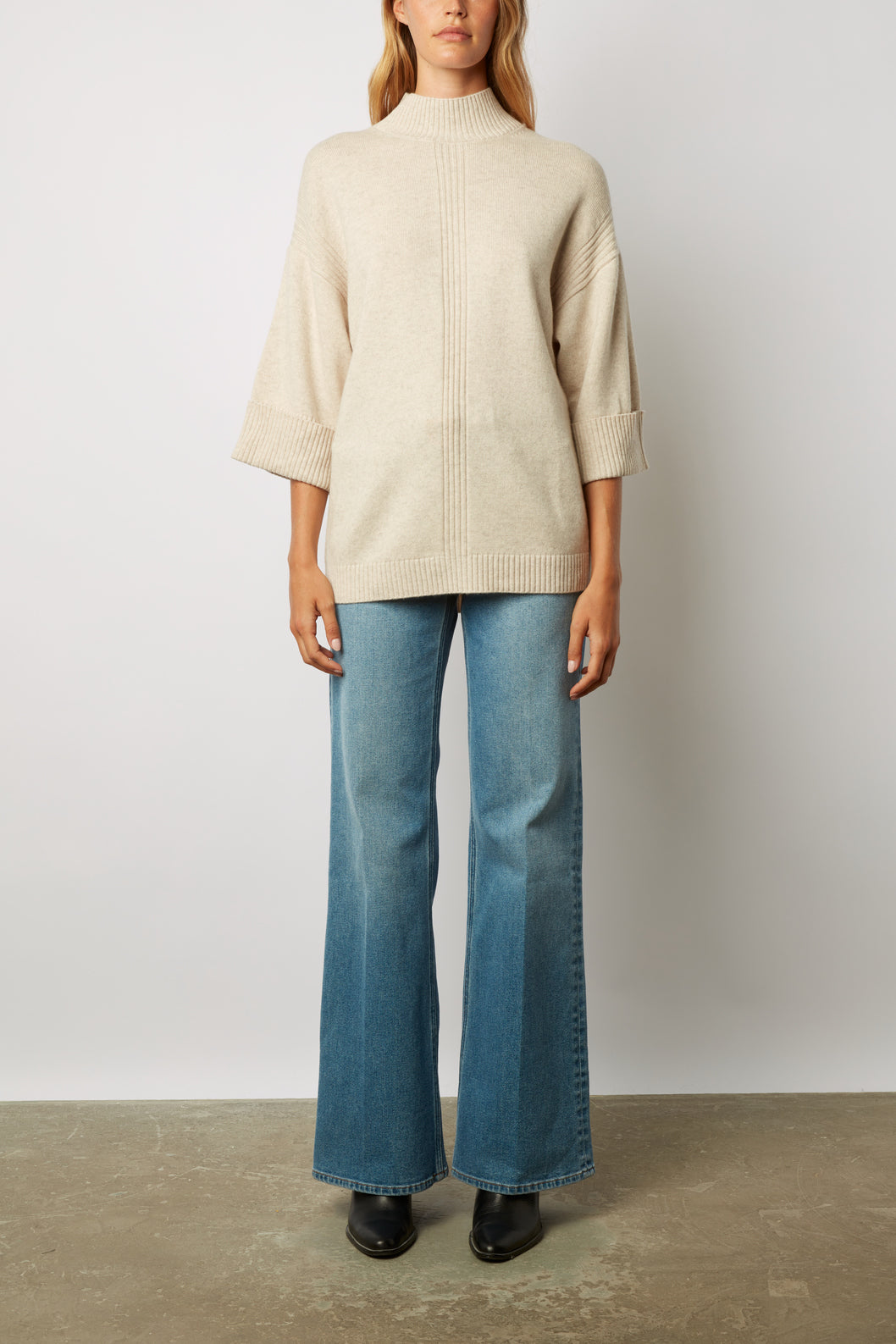 Pull ample à col montant en laine - LAZARINE Faume - seconde main