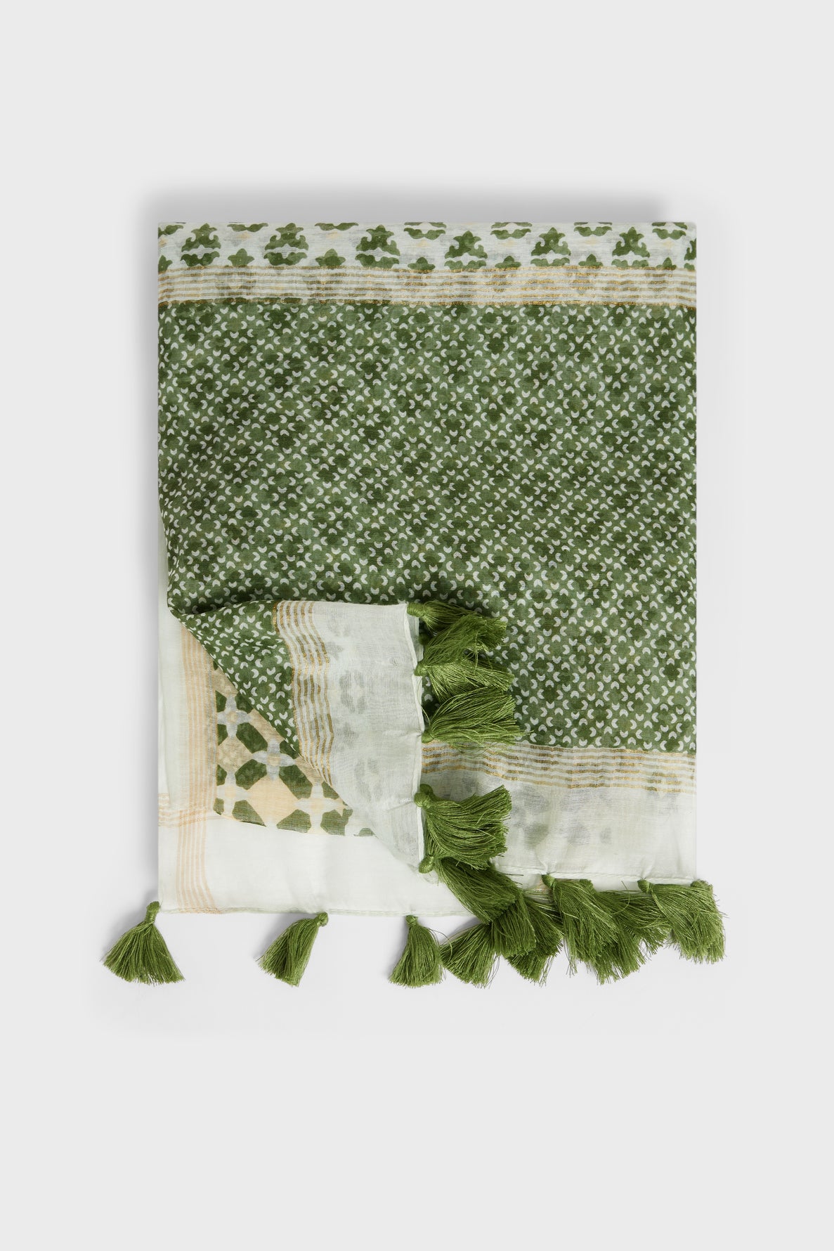 Foulard soie et coton à pompons - GLORIA Faume - seconde main