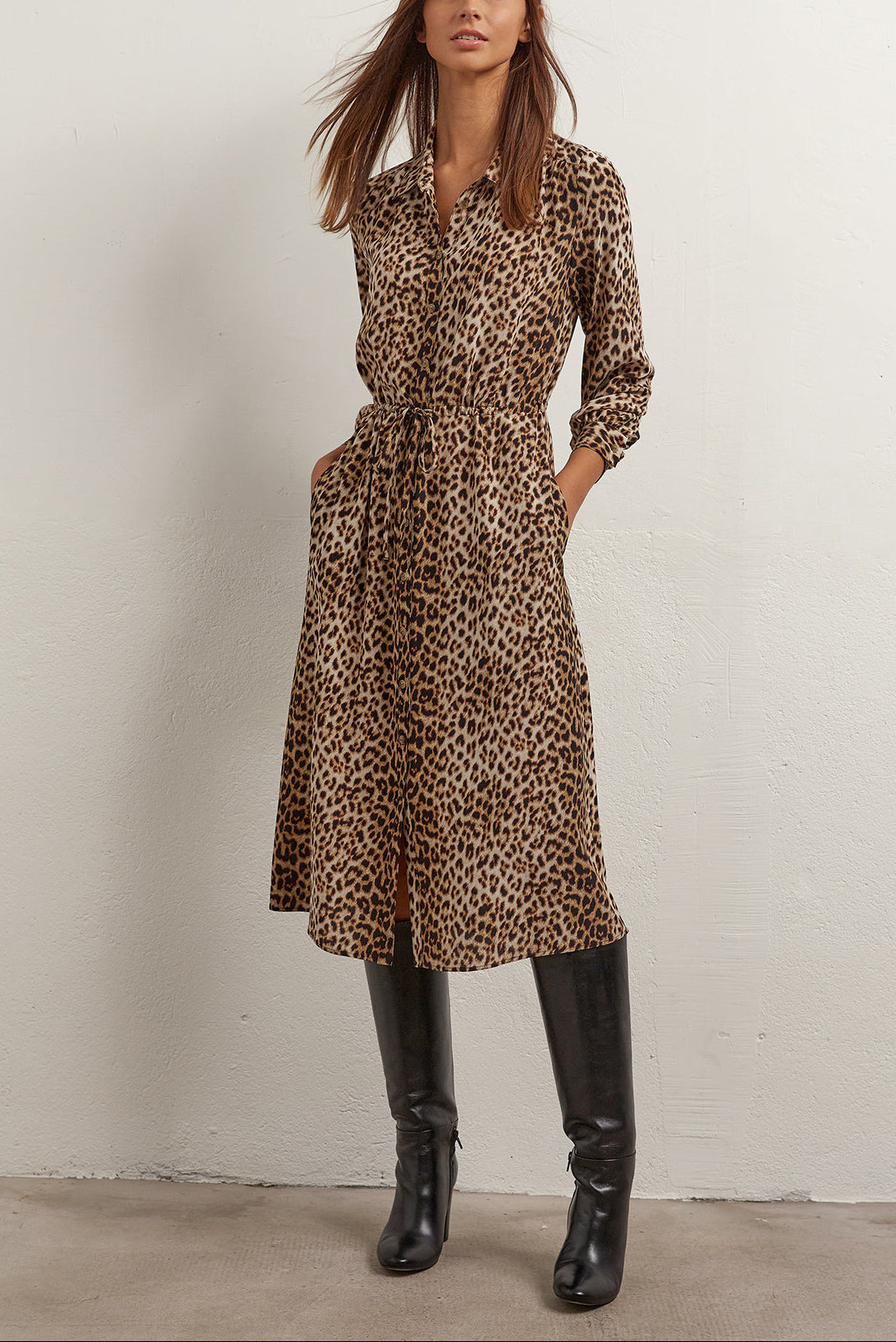 Tullia - Robe longue à imprimé animalier Faume - seconde main