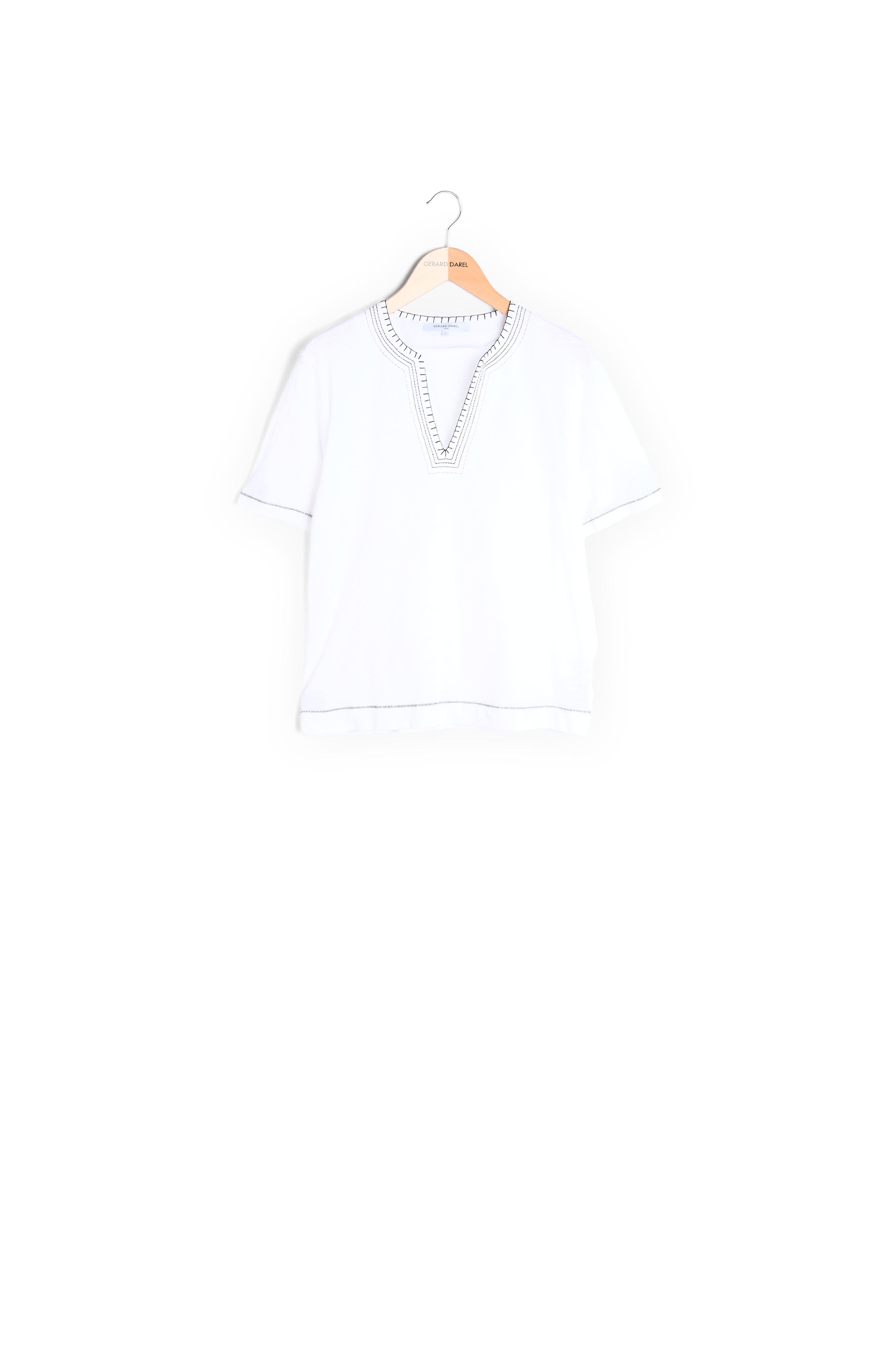 T-shirt col tunisien en  coton - MARINA Faume - seconde main