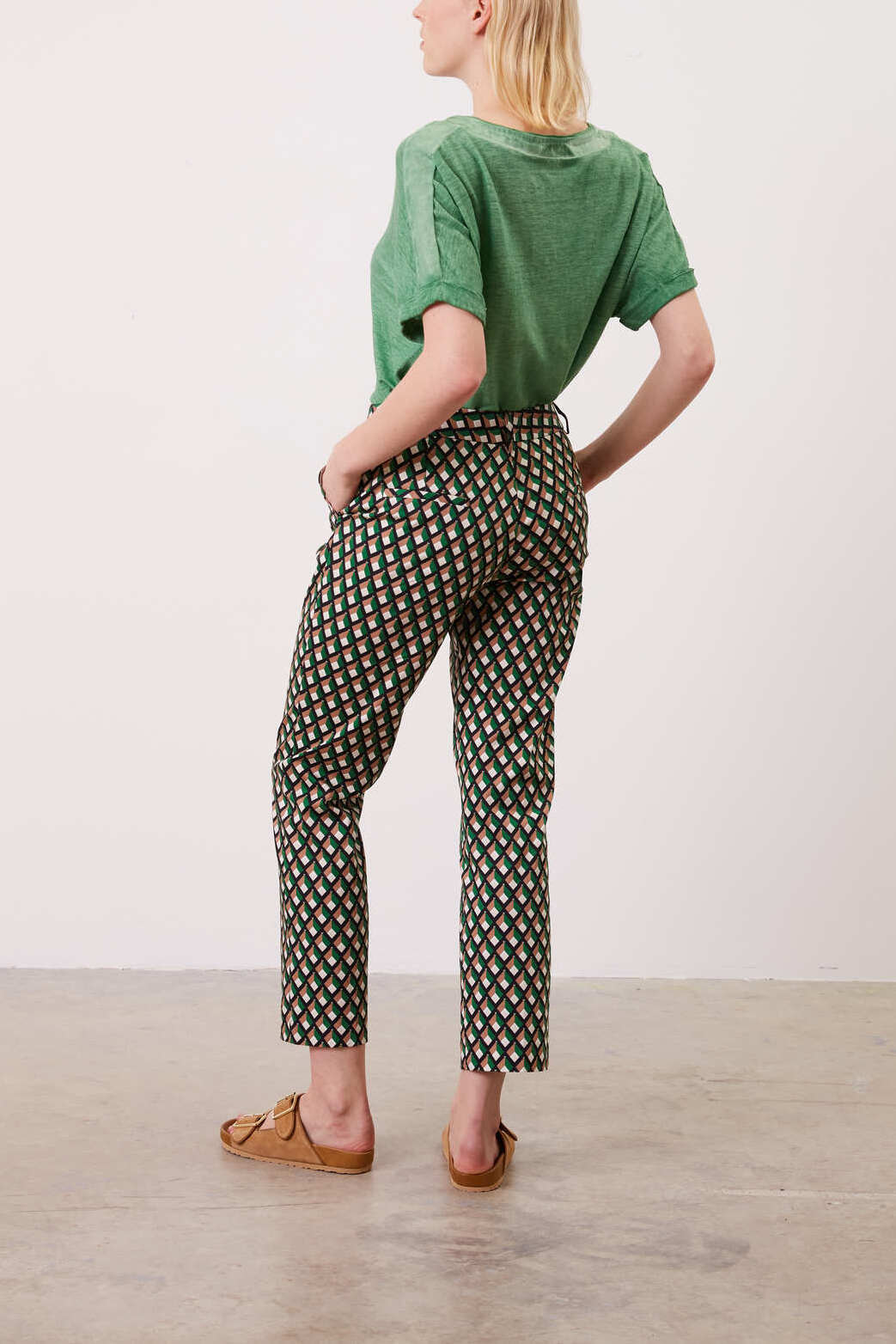 Pantalon en coton imprimé losanges- ELIESS Faume - seconde main