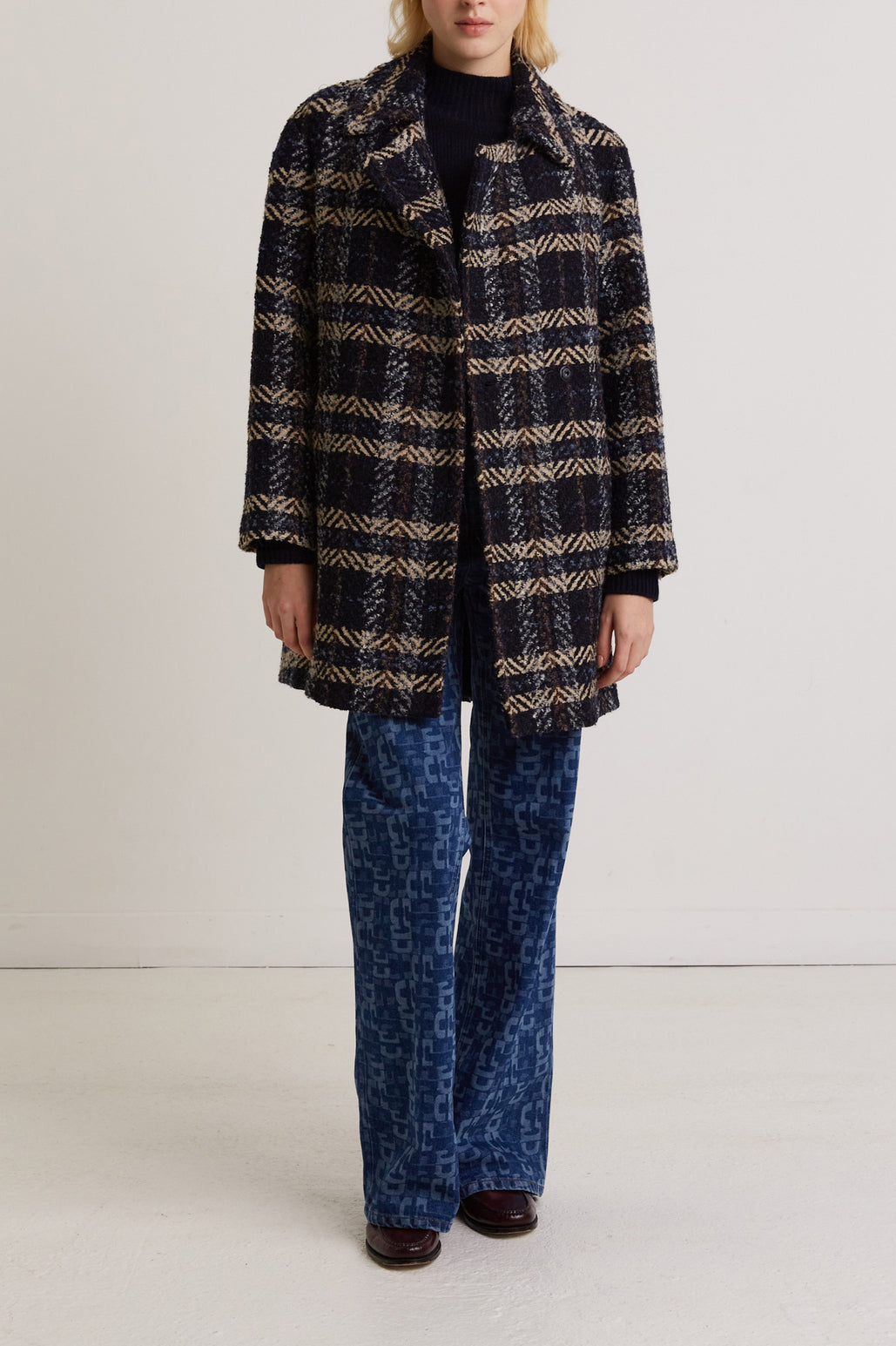 Manteau en prince de galles fantaisie - SOLINE Faume - seconde main