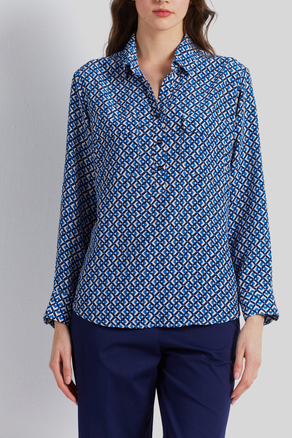 Blouse en soie et motif géométrique - CARLTON Faume - seconde main