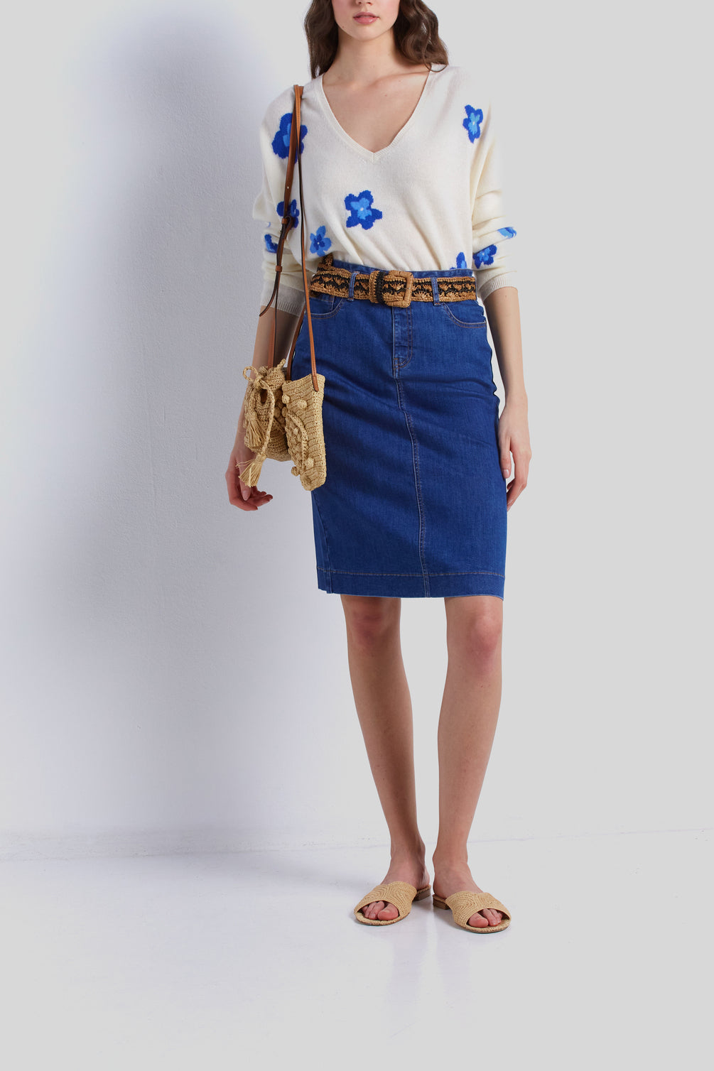 Jupe droite en denim - BIARITZ Faume - seconde main