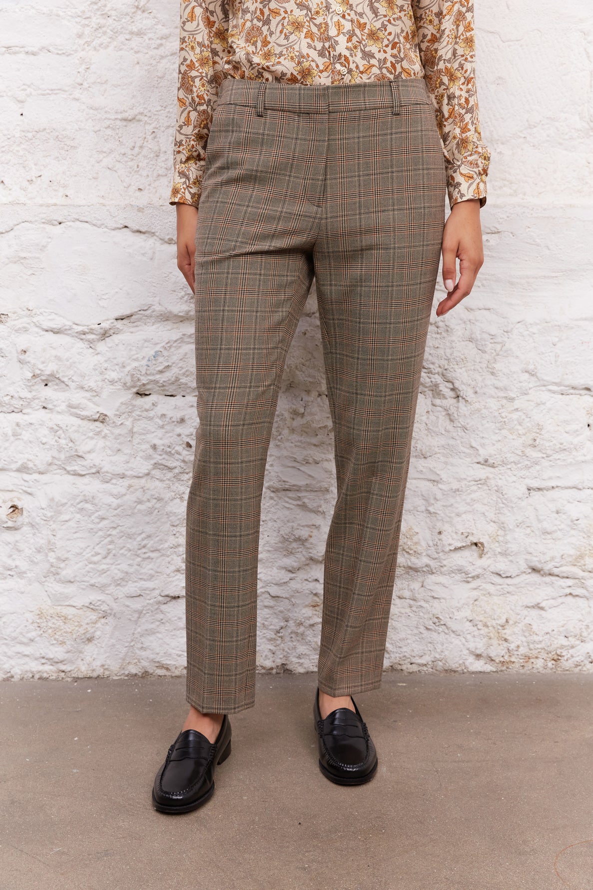 Pantalon droit à carreaux prince-de-galles - ELISIO Faume - seconde main