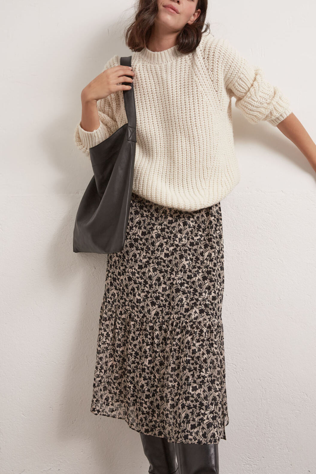 LEA - Jupe midi en mousseline dévorée Faume - seconde main