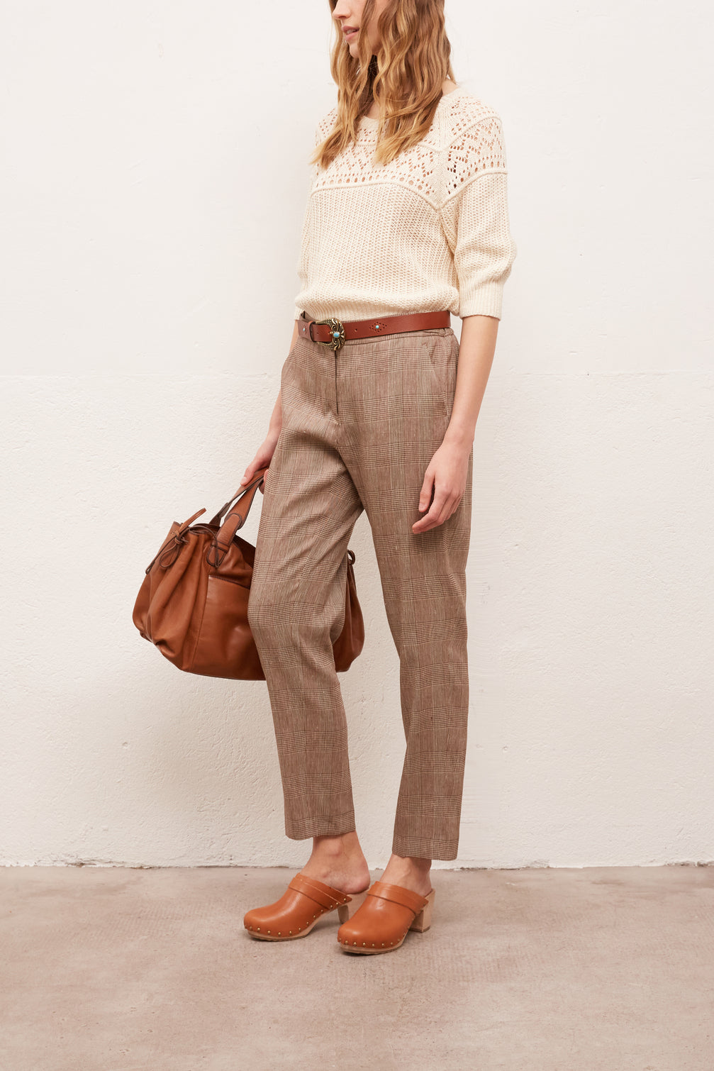 Pantalon 7/8 à imprimé prince de galles Faume - seconde main