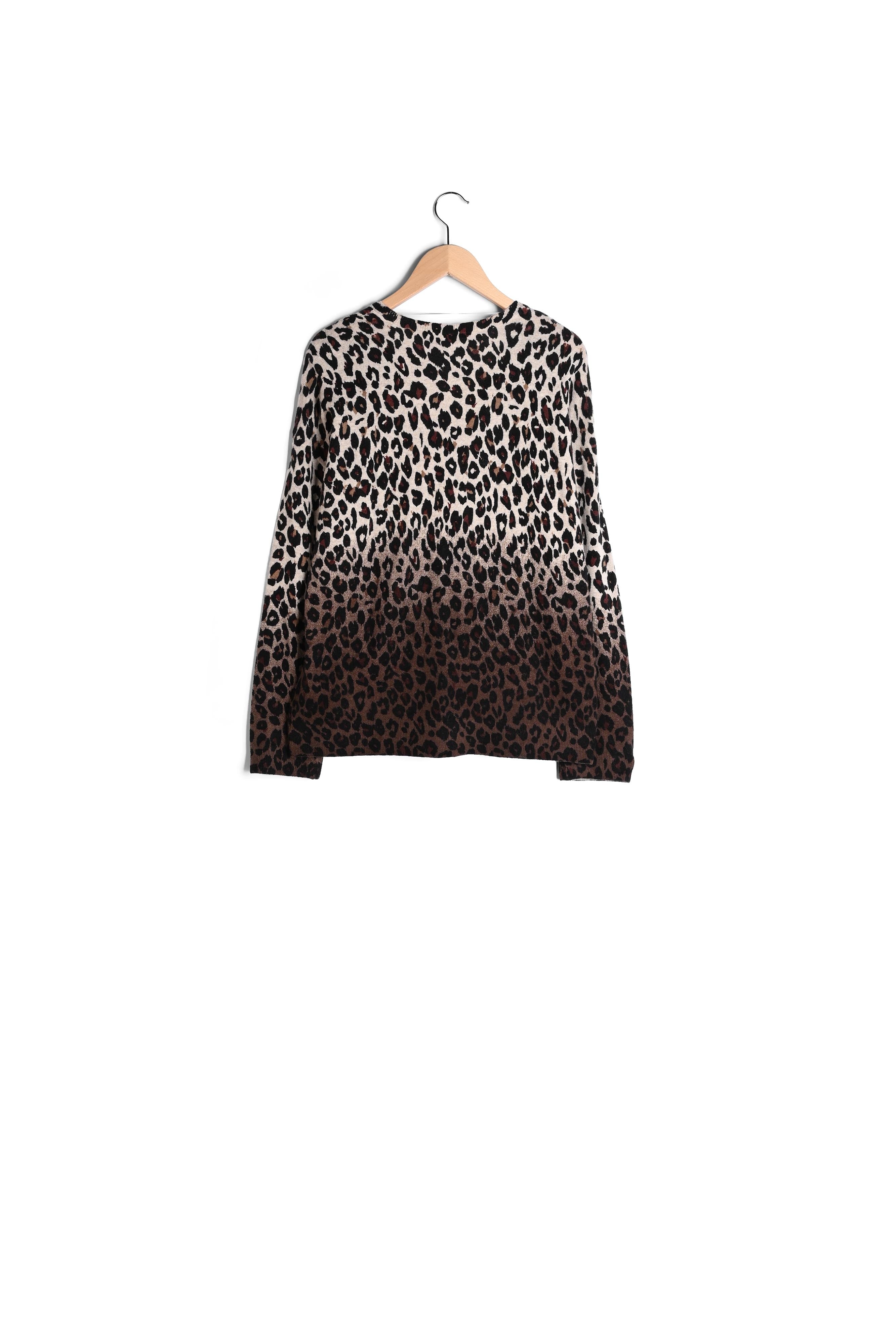 Pull V en laine imprimé léopard dégradé - LAVINIA Faume - seconde main