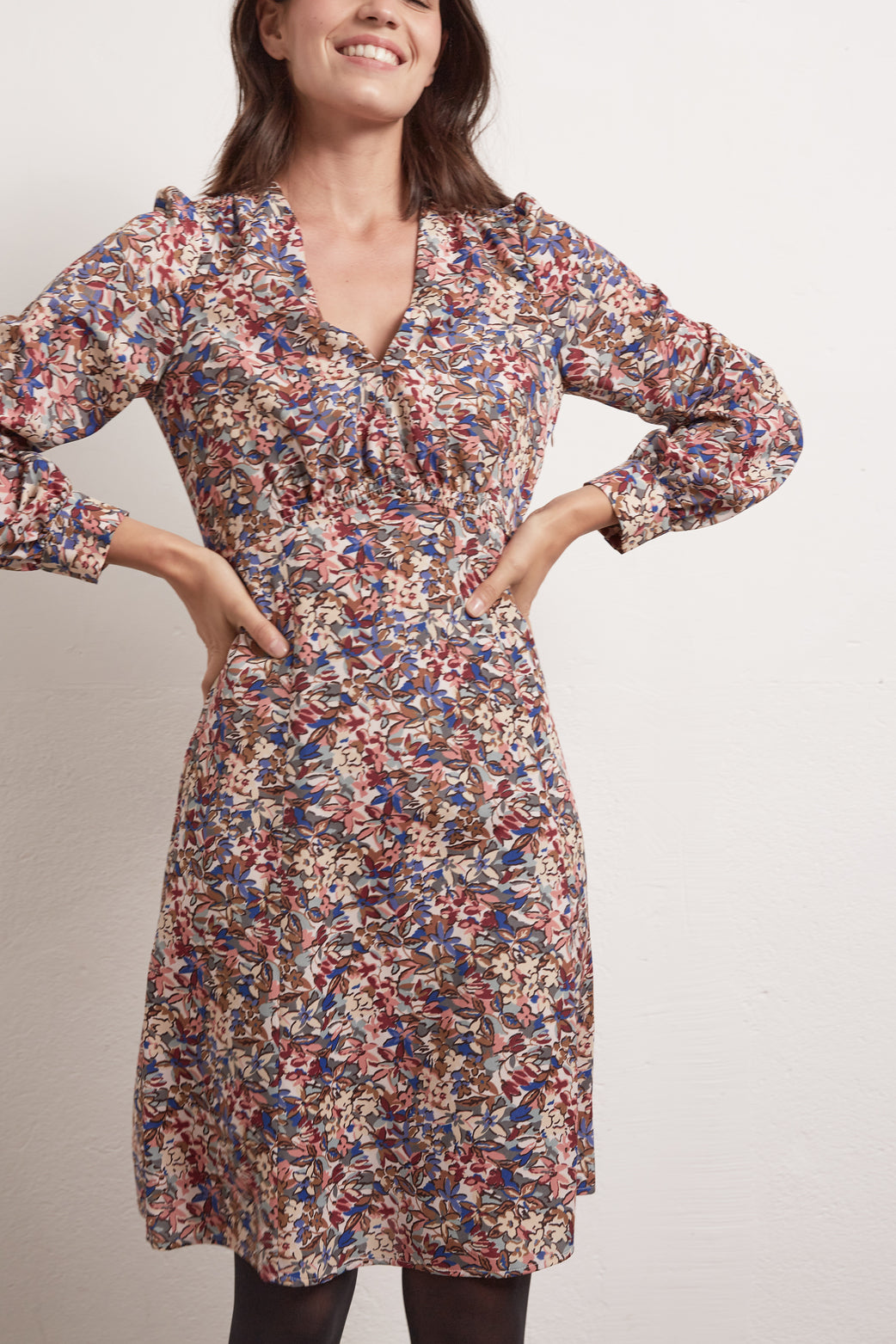 Robe V imprimée avec smocks Faume - seconde main