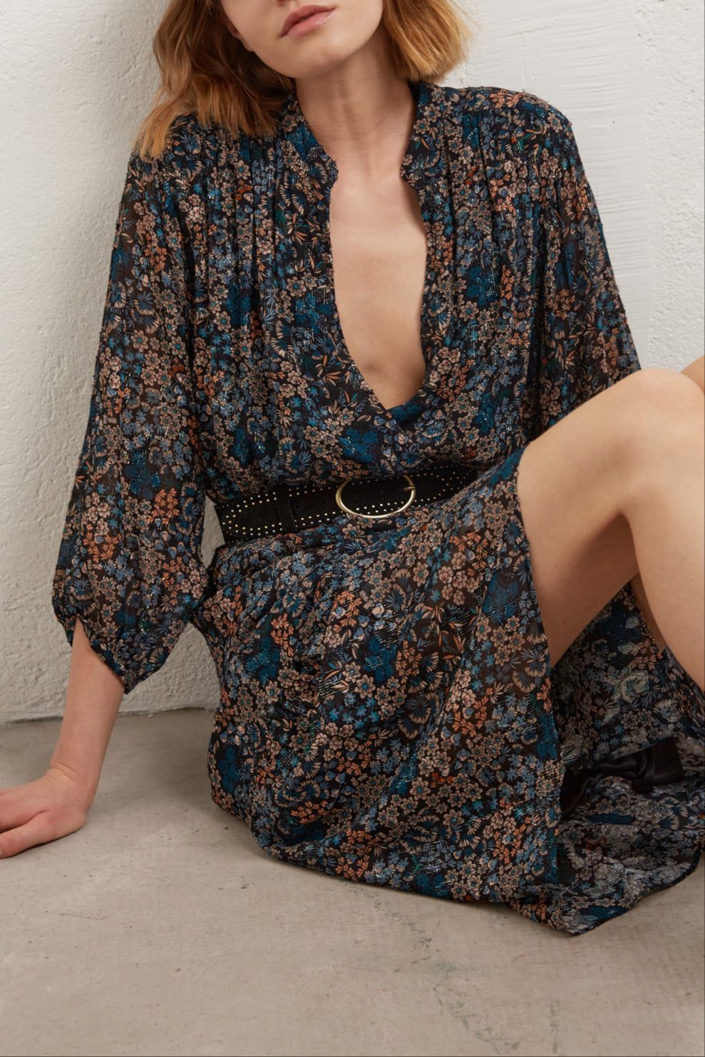 Robe longue imprimée avec Lurex Faume - seconde main