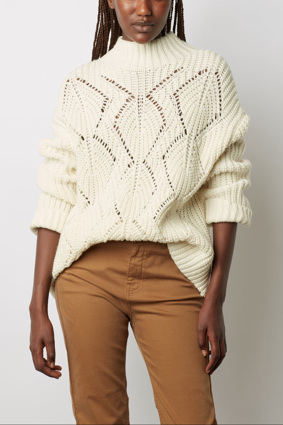 Pull col montant à torsades - LAURELIA Faume - seconde main