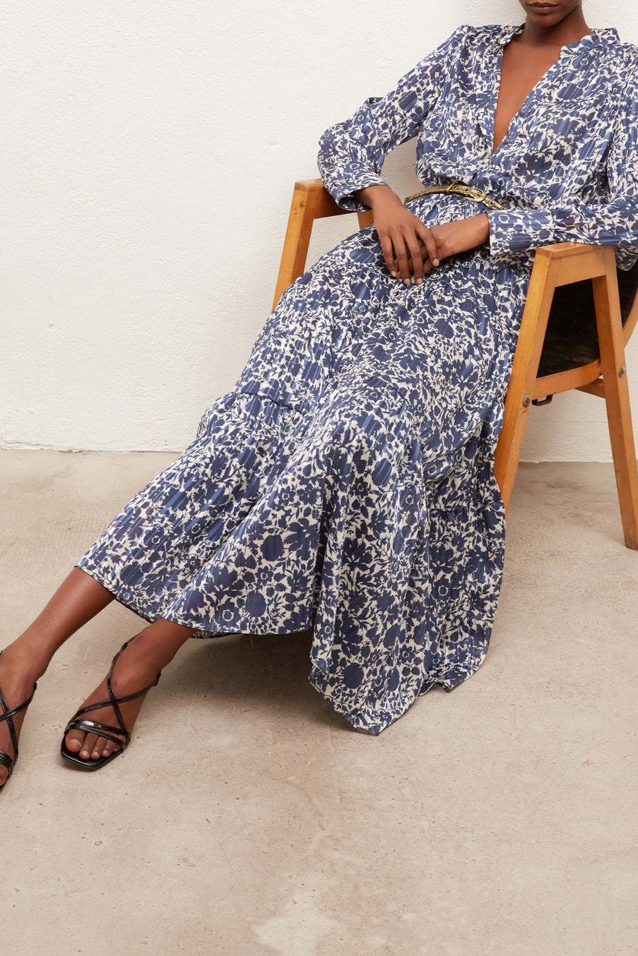 SELDA - Robe longue à imprimé floral avec Lurex Faume - seconde main