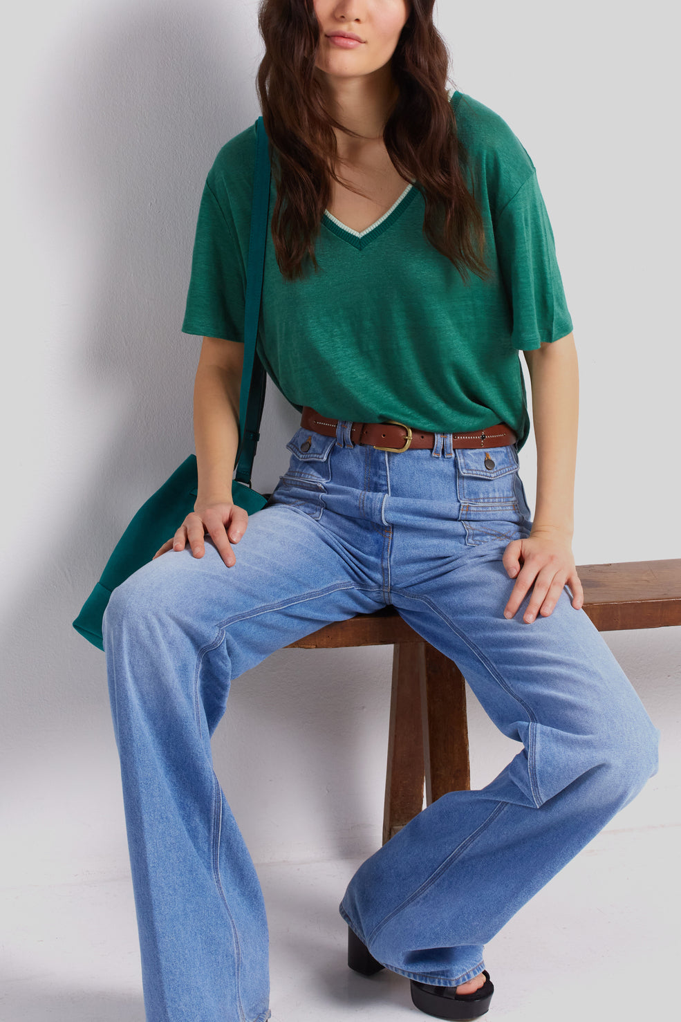 Tee-shirt en lin avec col fantaisie - AMELIA Faume - seconde main