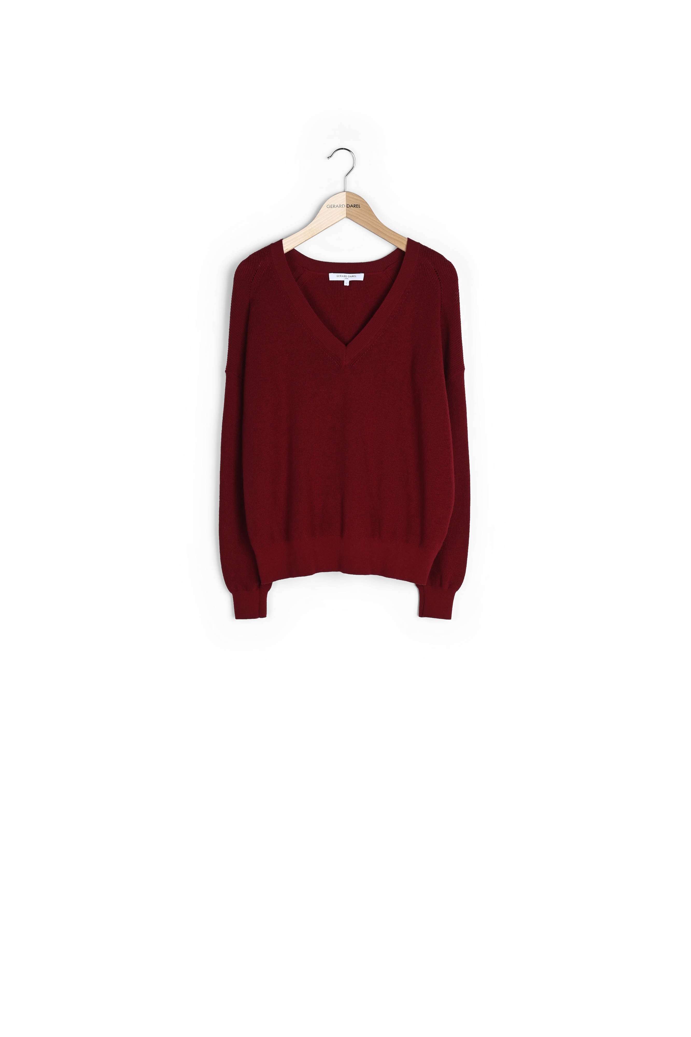 Pull V en laine et coton à fines côtes - LAURANNA Faume - seconde main