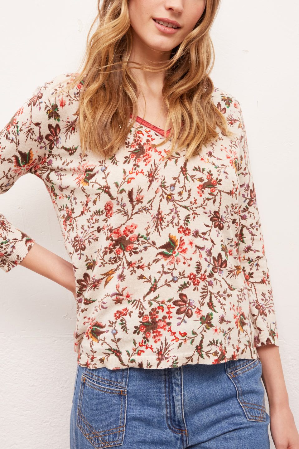 ELECTRA - Pull en lin imprimé Faume - seconde main