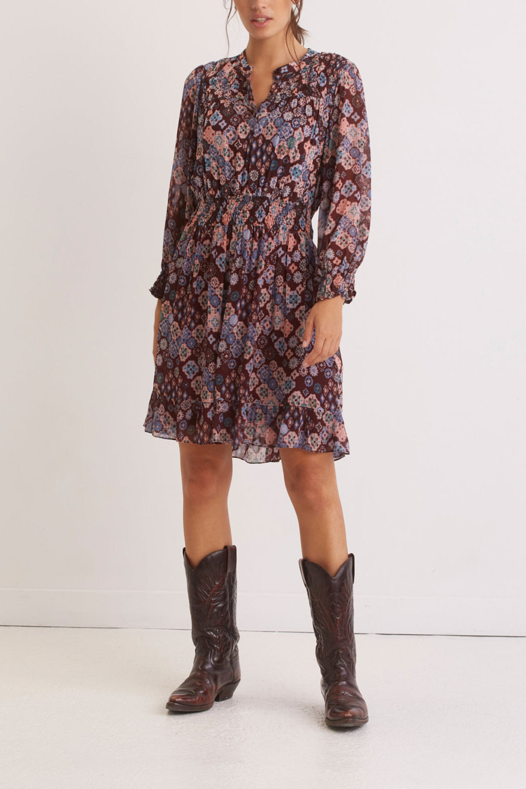 Robe en crêpe mousseline imprimé Ikat - JOHAN Faume - seconde main