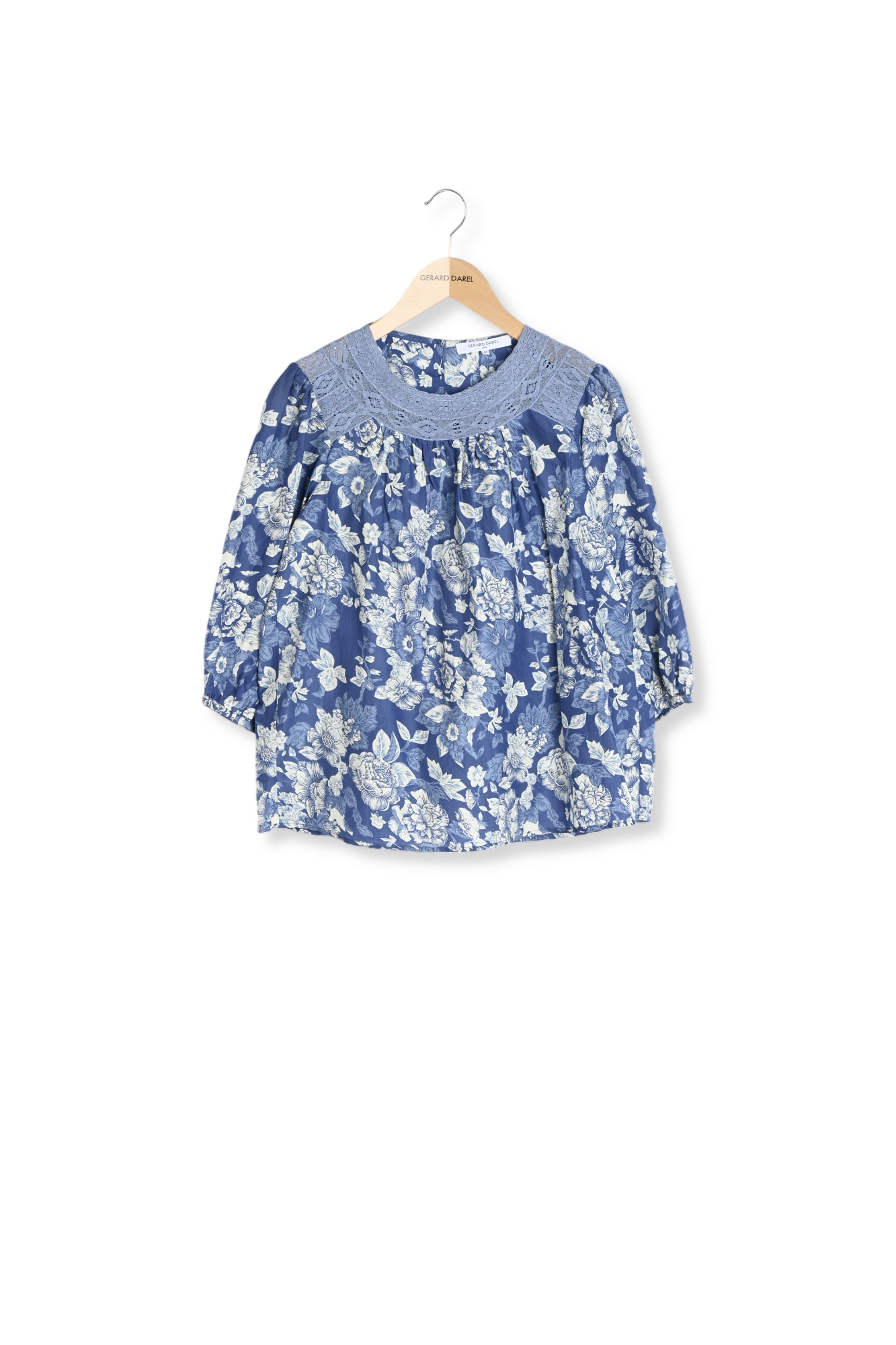 NATHALIE - Blouse coton et soie avec dentelle Faume - seconde main