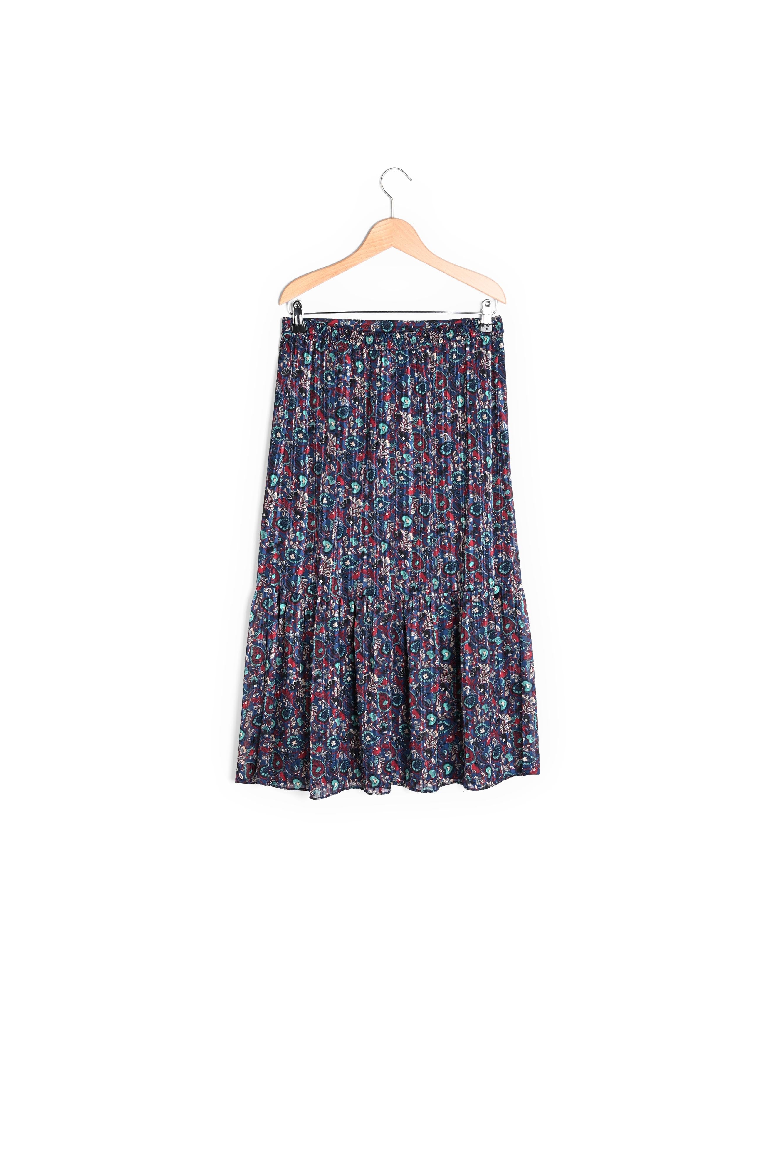 TERRY - Jupe longue en mousseline imprimée et Lurex Faume - seconde main