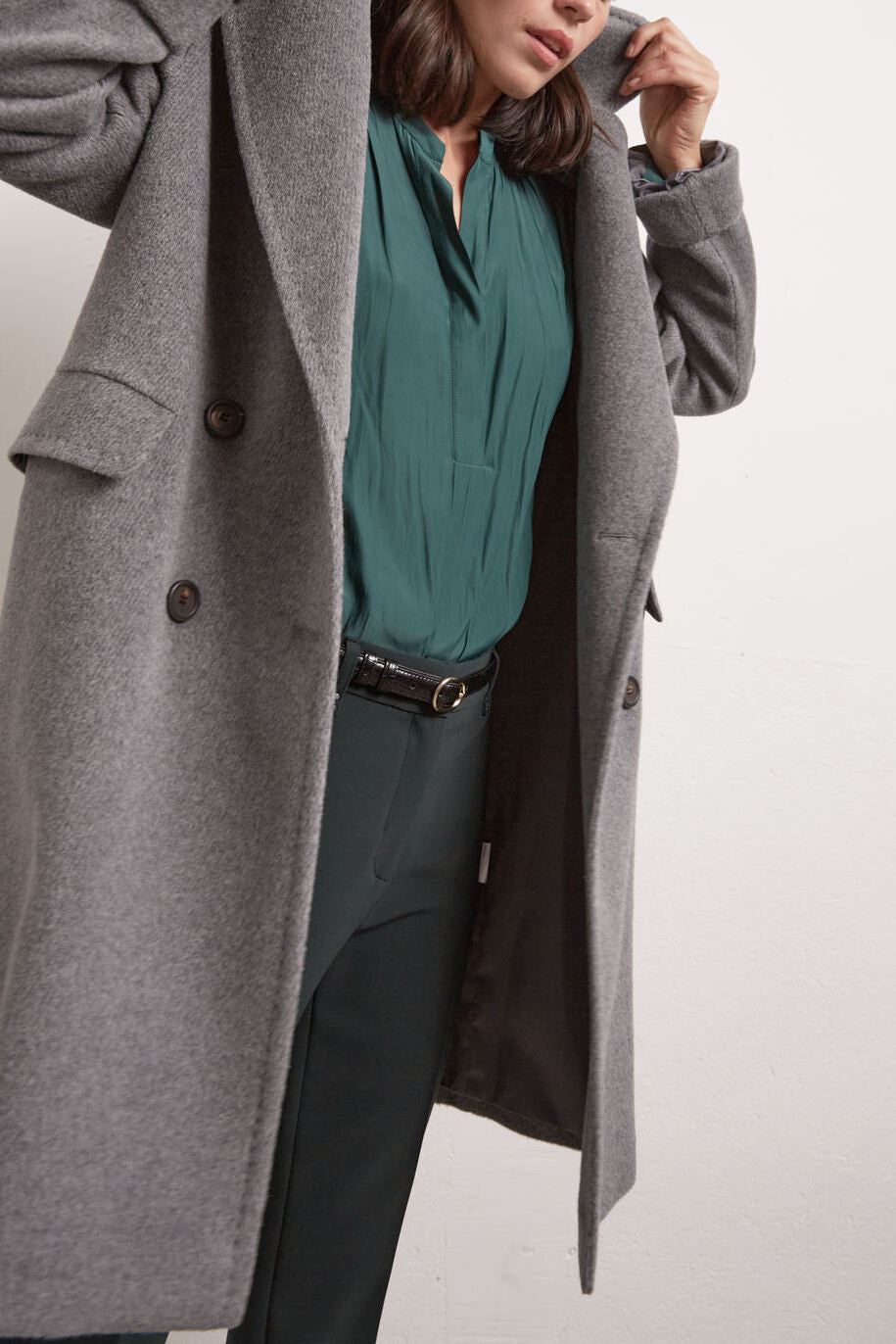 Sandy - Manteau croisé en laine et alpaga Faume - seconde main