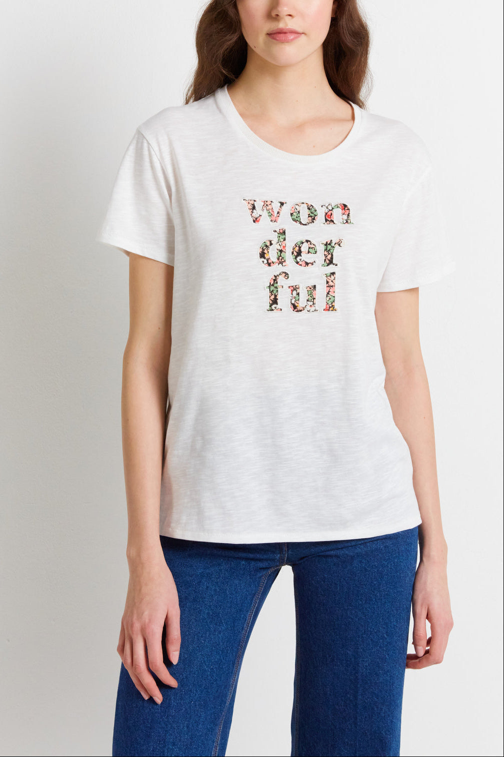 Tee-shirt uni à message fleuri - ALIX Faume - seconde main