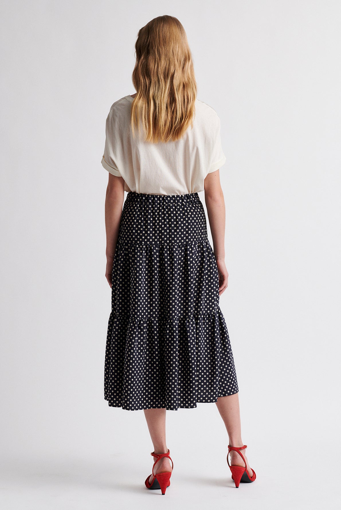 LORNA - Jupon à pois longueur midi Faume - seconde main