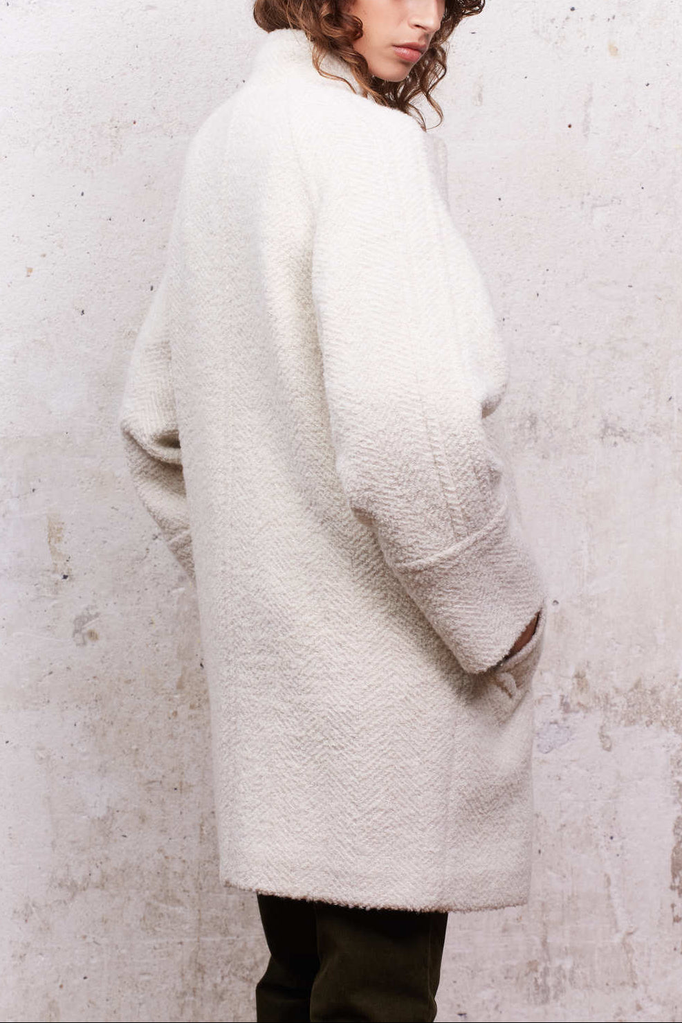 Manteau à chevron en laine et cachemire - SOANA Faume - seconde main