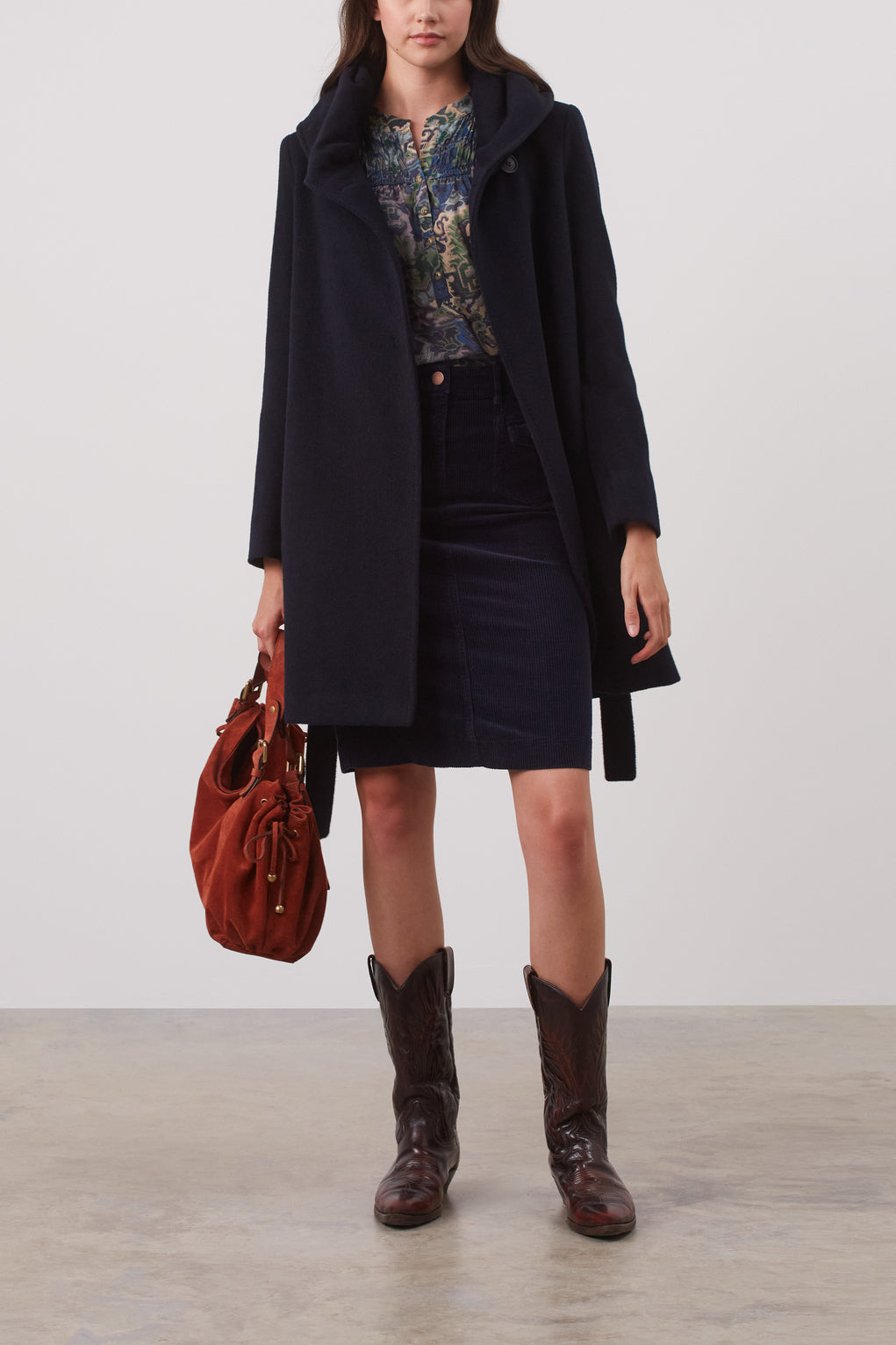 Manteau ceinturé en laine vierge et angora - SYRINE Faume - seconde main