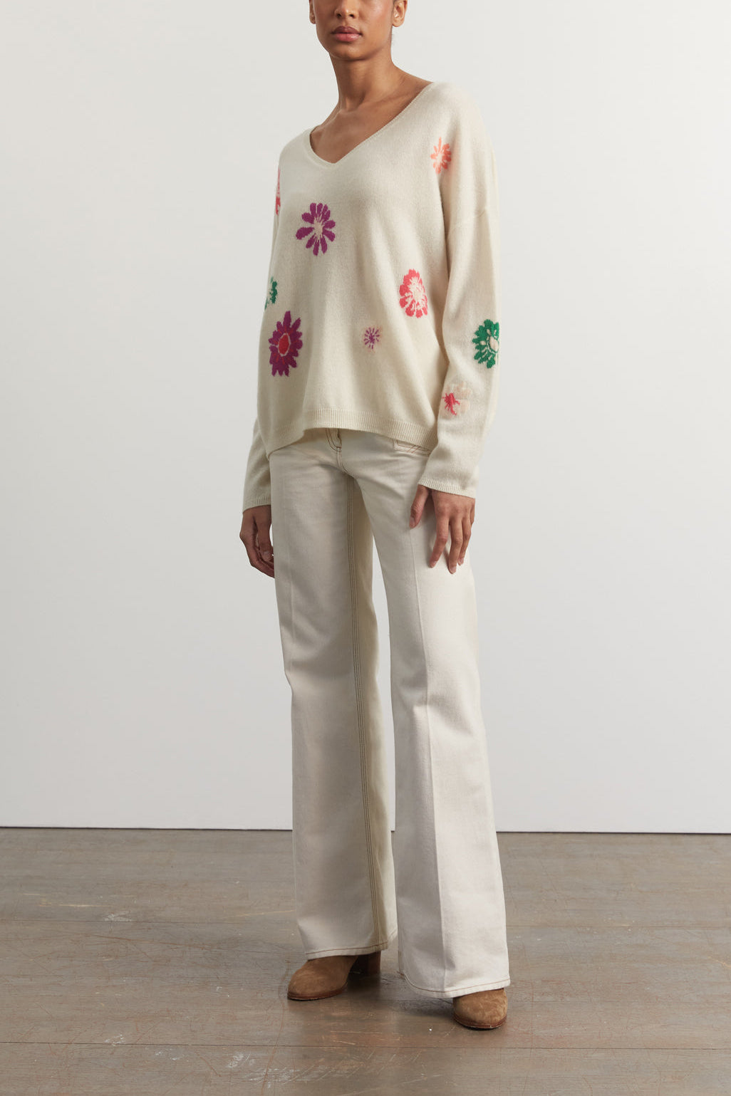 Pull cachemire à fleurs - LAYSSA Faume - seconde main