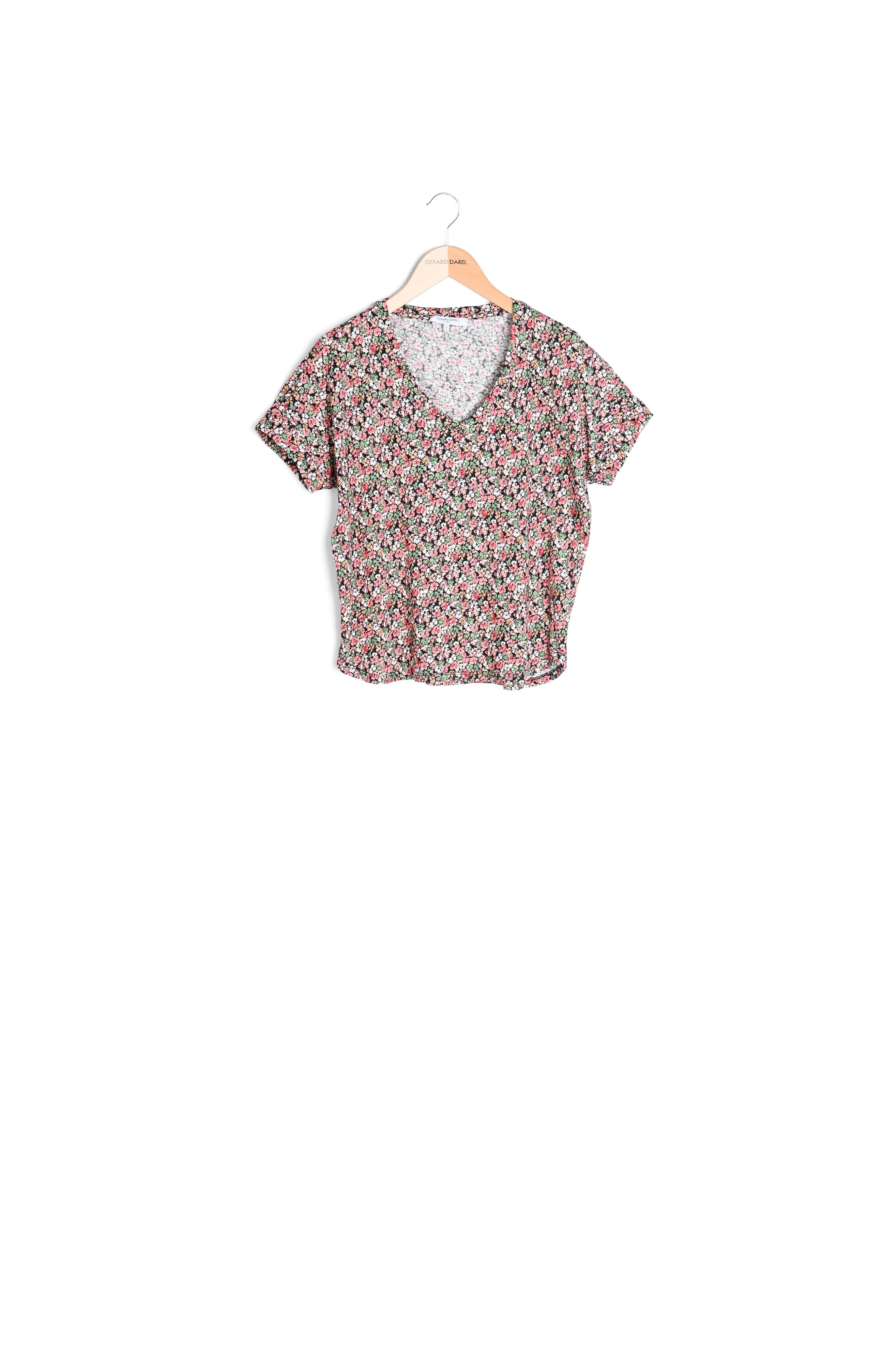 Tee-shirt V à motif floral - ANGE Faume - seconde main