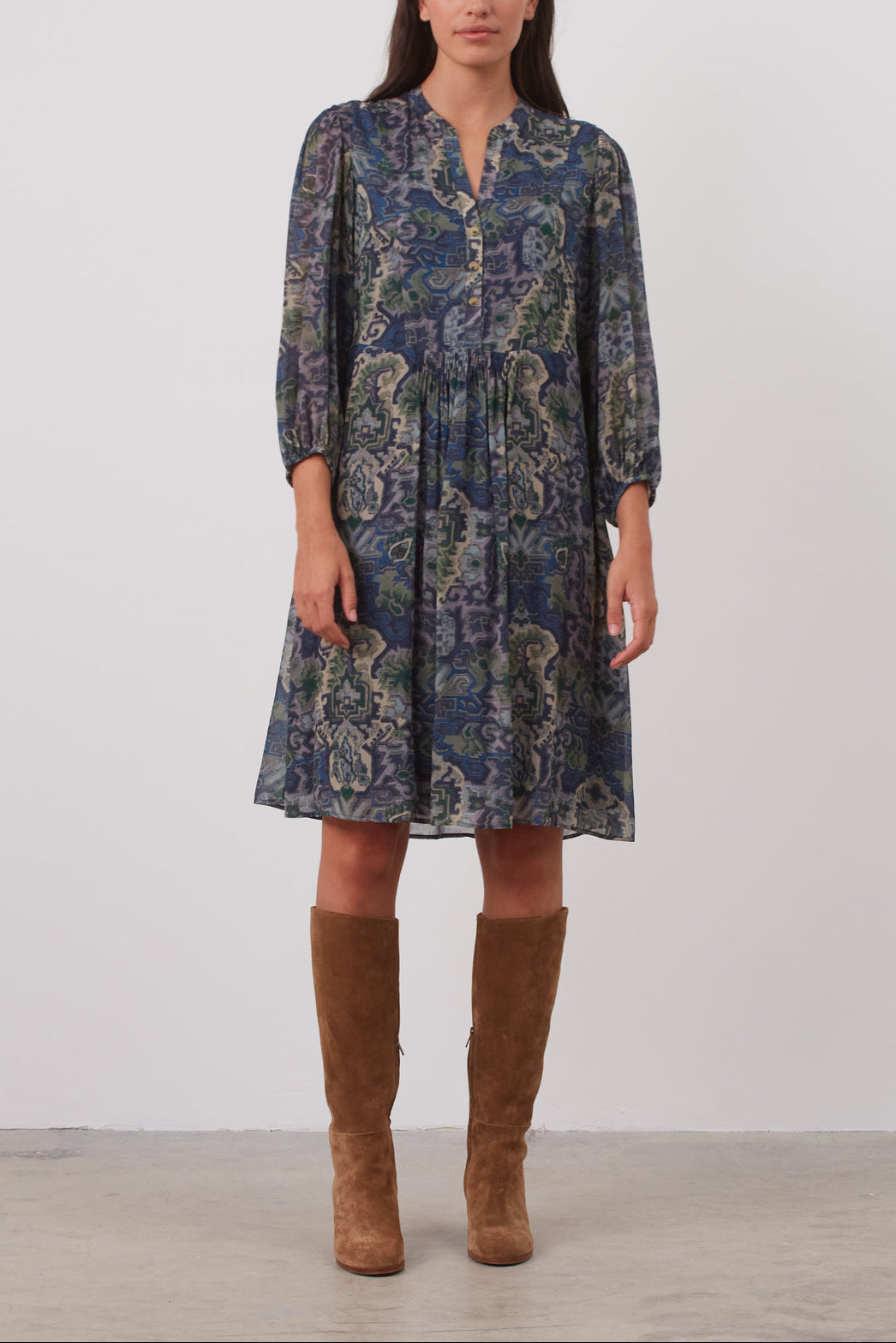 Robe en mousseline à motif graphique - JULIA Faume - seconde main