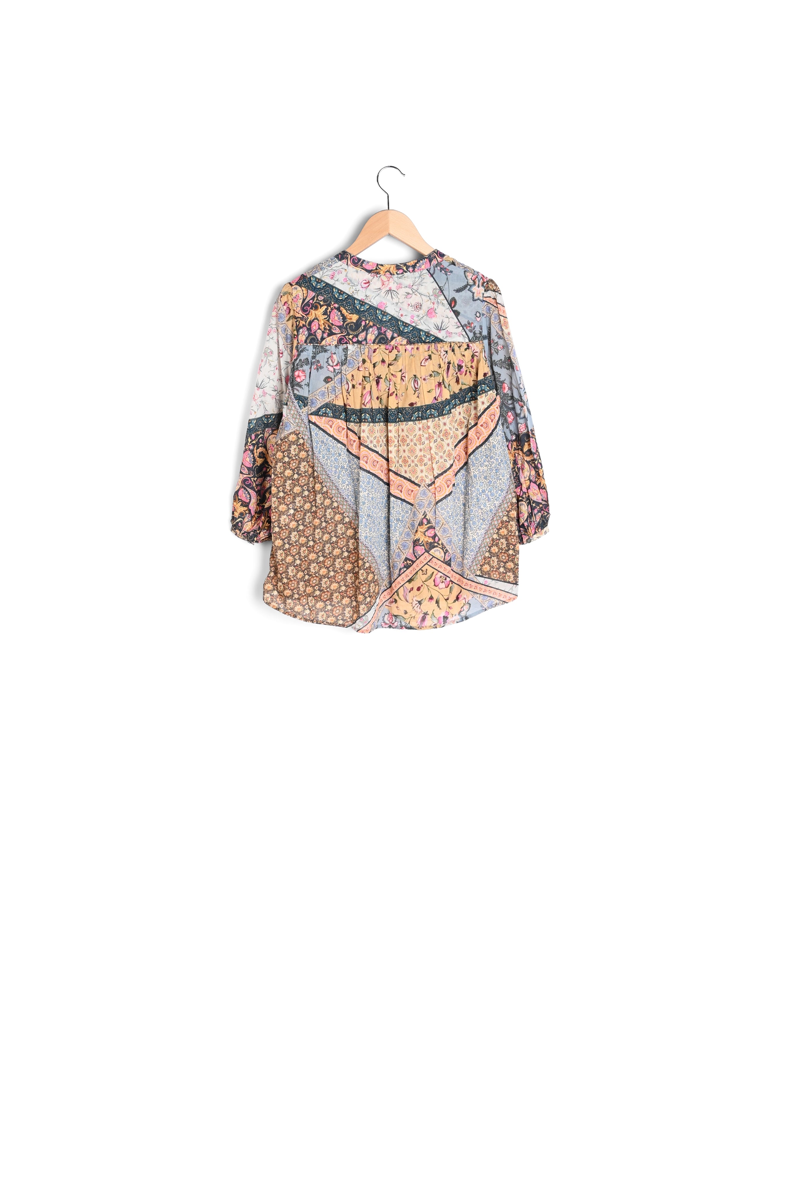 NUBIA - Blouse en voile de coton façon patchwork Faume - seconde main
