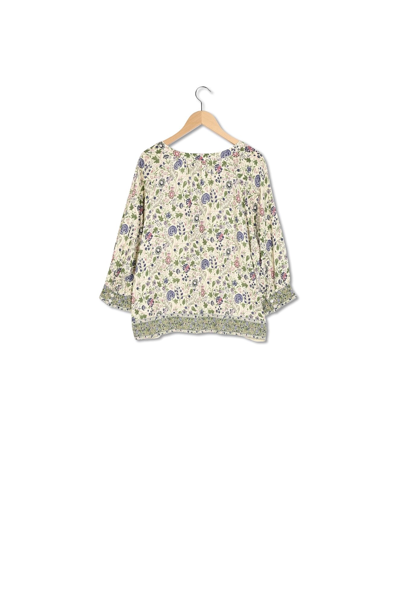 Blouse à motif et finitions contrastées - CAMELLIA Faume - seconde main