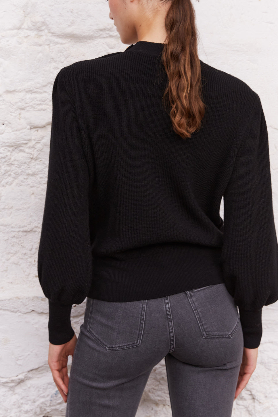 Pull côtelé en laine mérinos et boutons dorés - LAILA Faume - seconde main