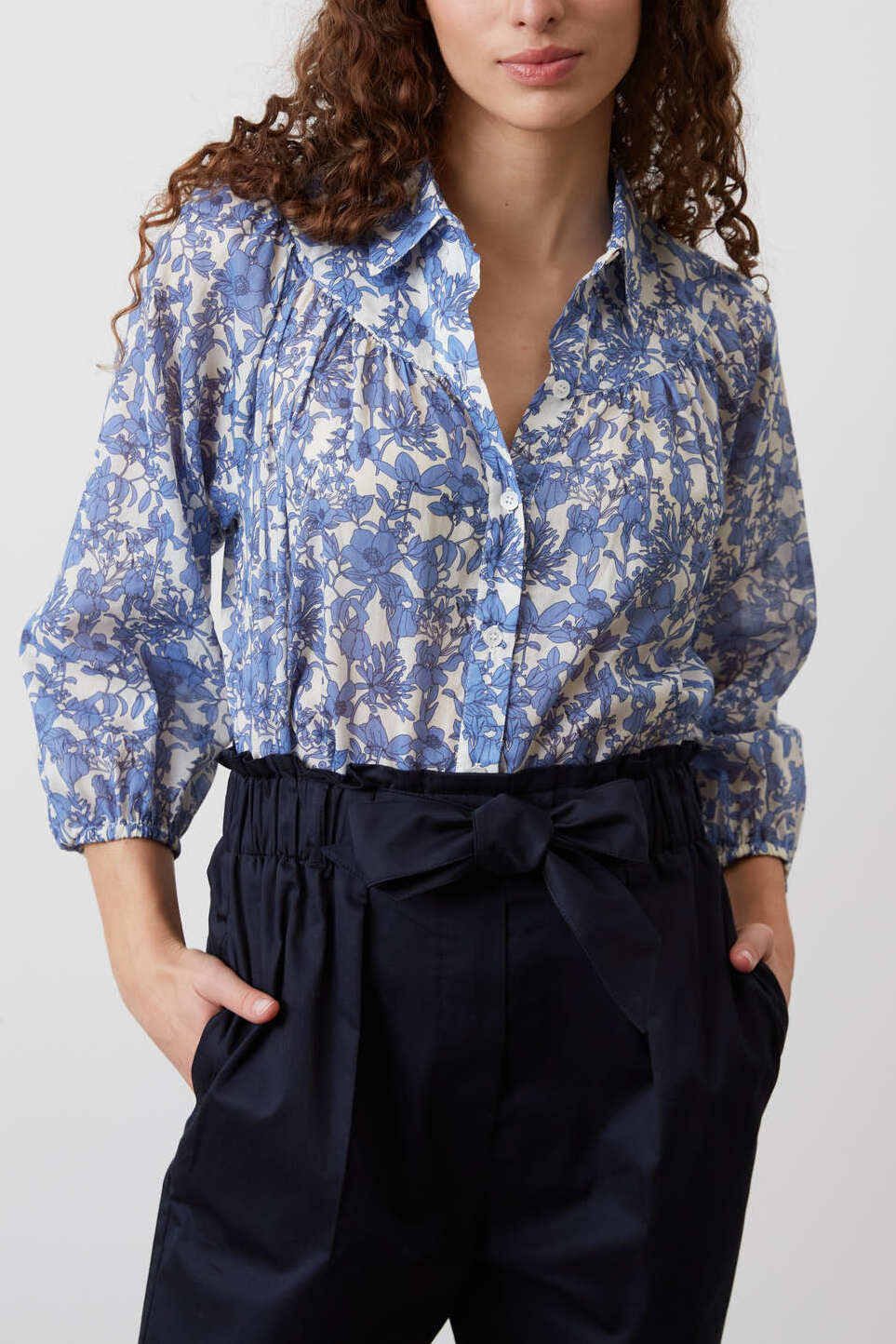 Chemise en voile de coton à fleurs - CLEMENCE Faume - seconde main