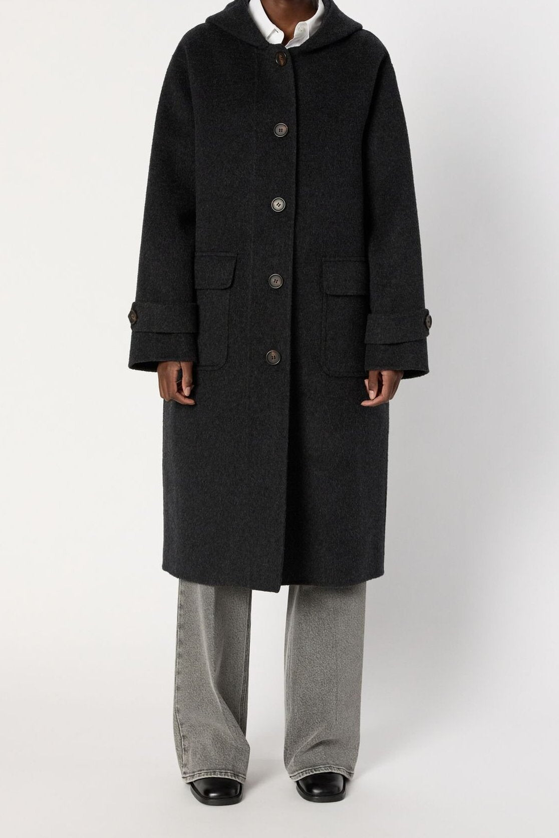 Manteau mi-long à capuche en laine - MARIAM Faume - seconde main