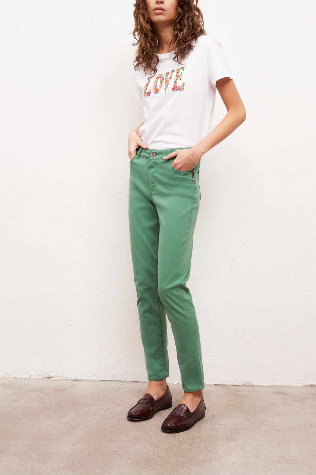 MAYA - Pantalon 5 poches en coton Stretch Faume - seconde main