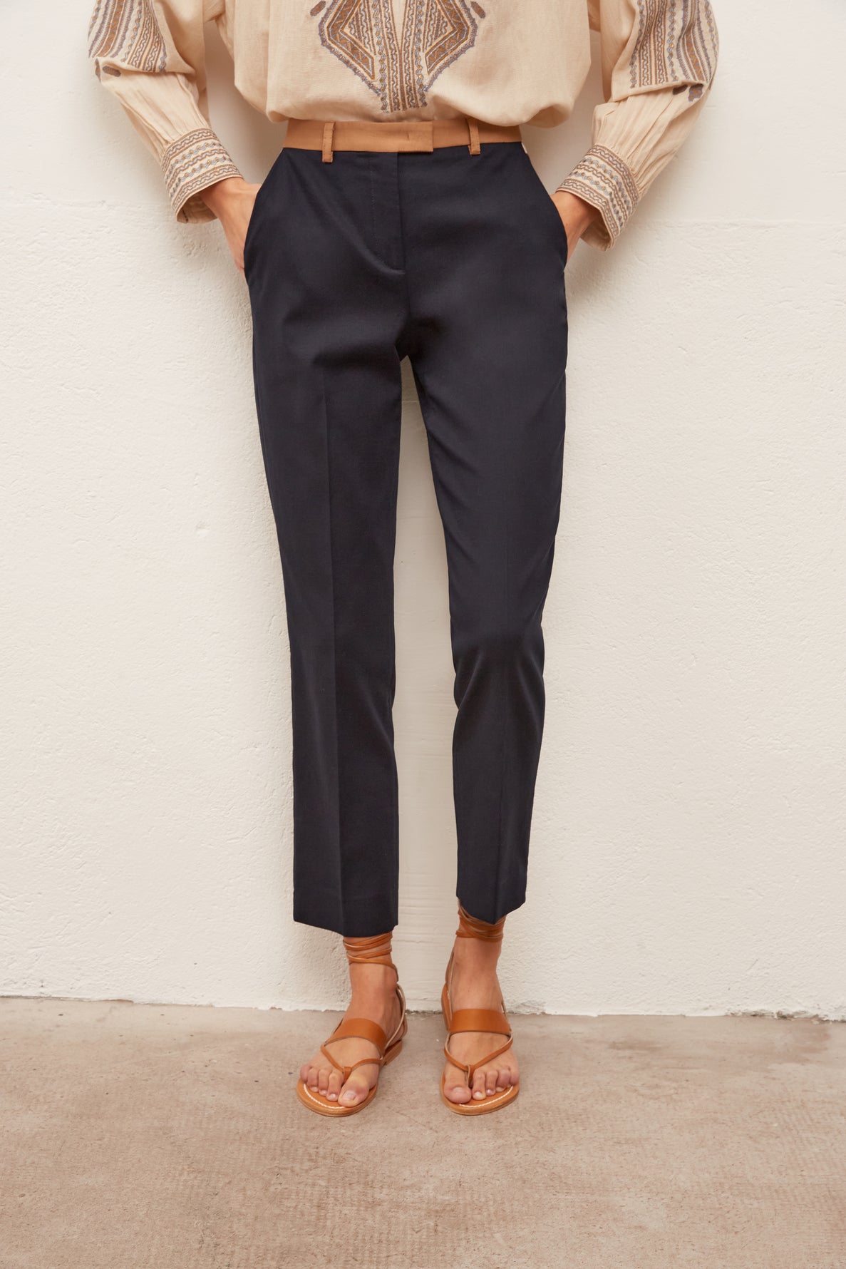 MARILYS - Pantalon droit 7/8 en coton tricolore Faume - seconde main