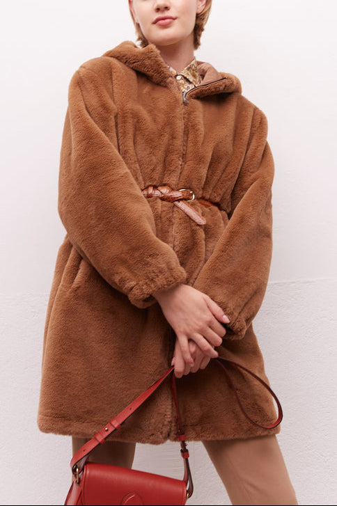 Parka réversible en toile et fausse fourrure - SELENA Faume - seconde main