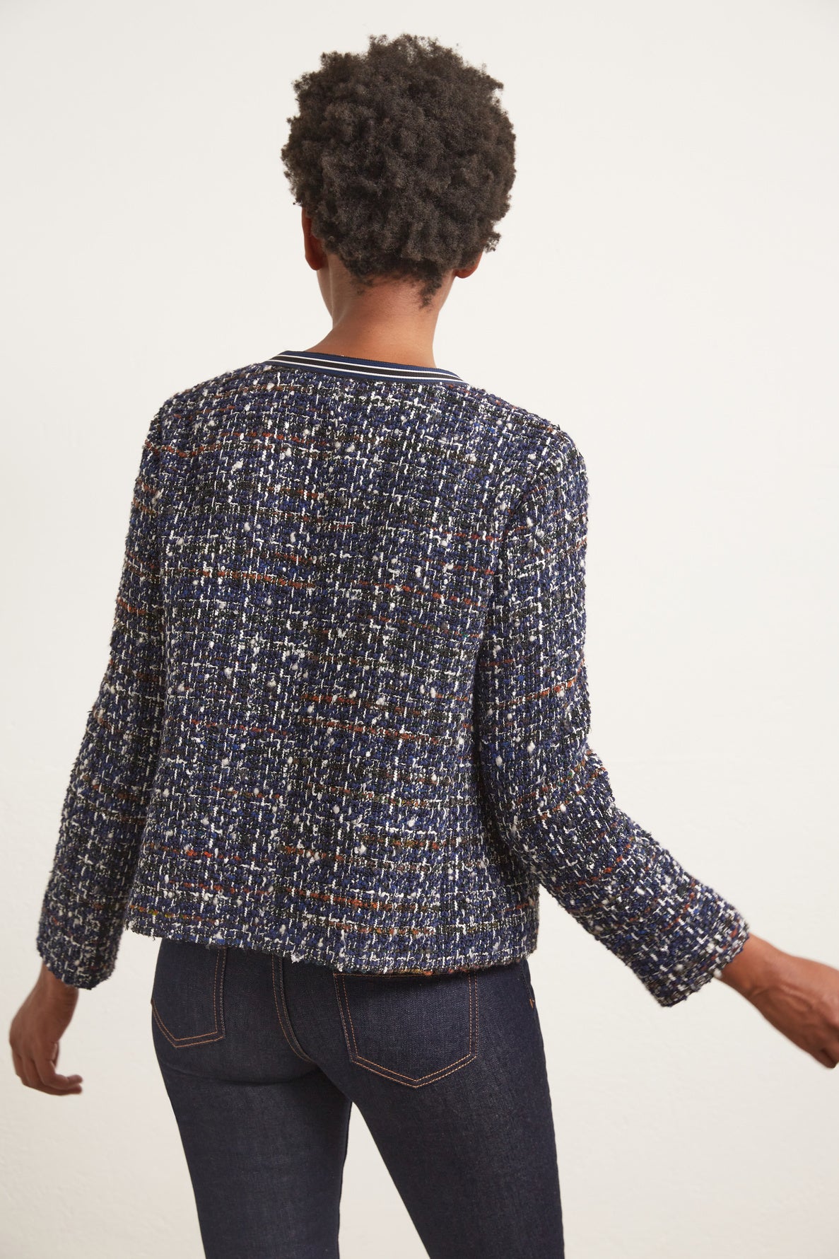 Veste courte en tweed coloré et Lurex Faume - seconde main