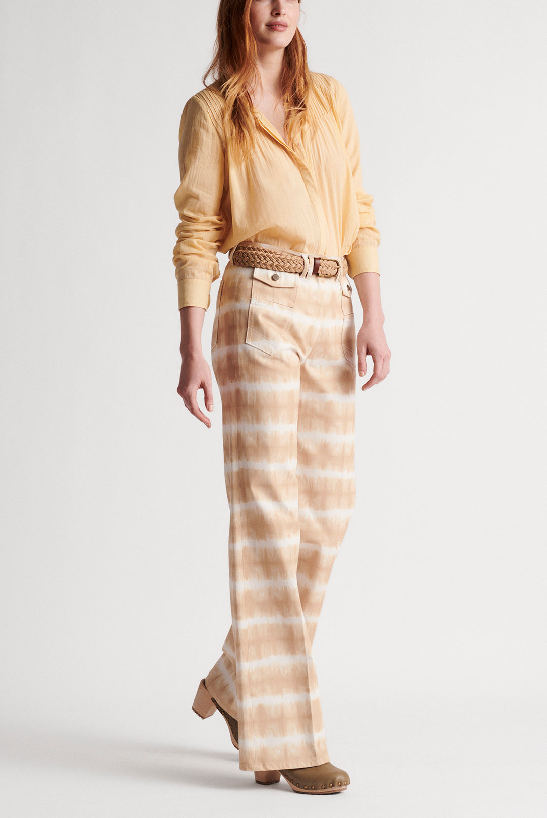 ANNA - Pantalon large taille haute tie and dye Faume - seconde main