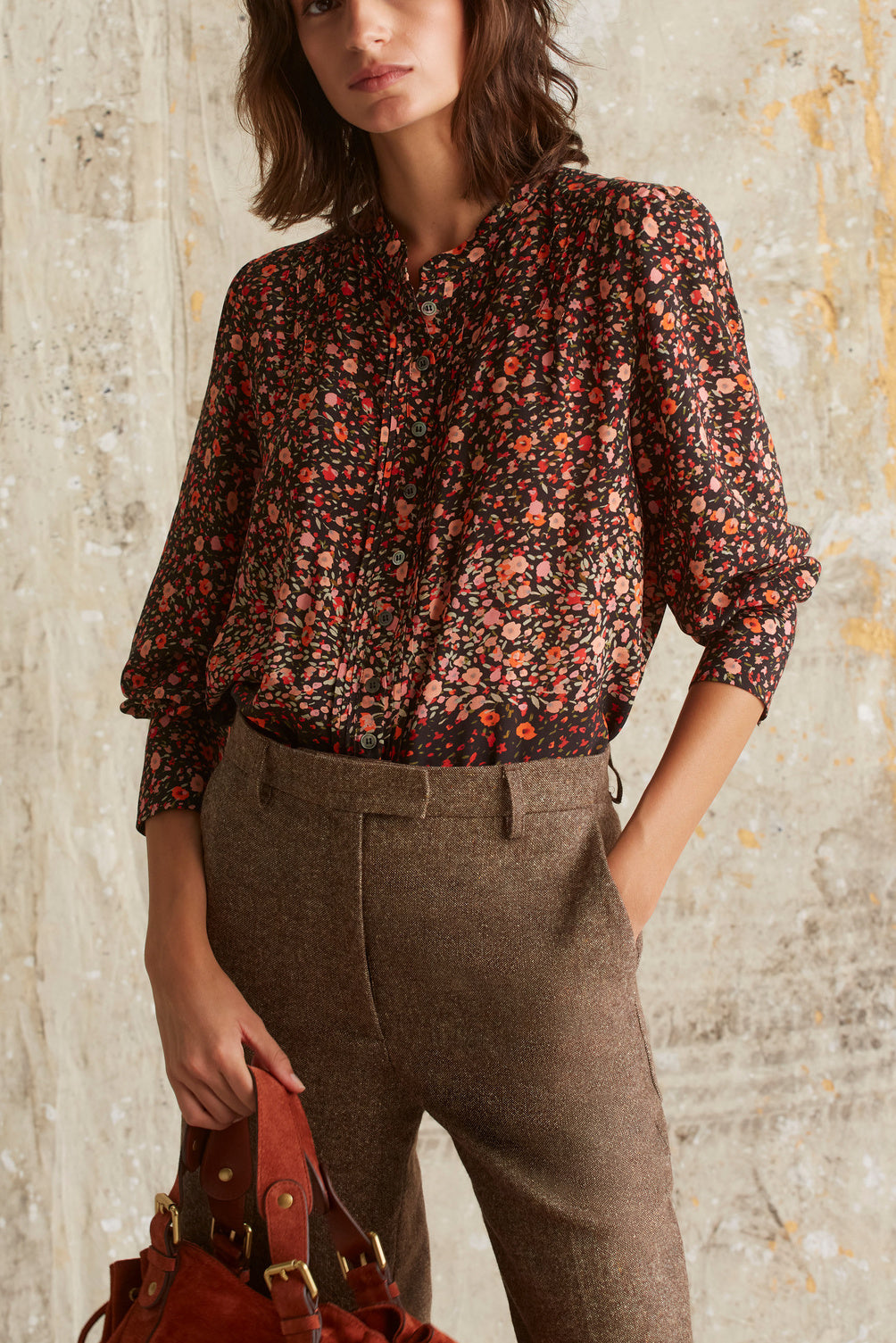 Chemise à volants en mousseline fleurie - CALICA Faume - seconde main