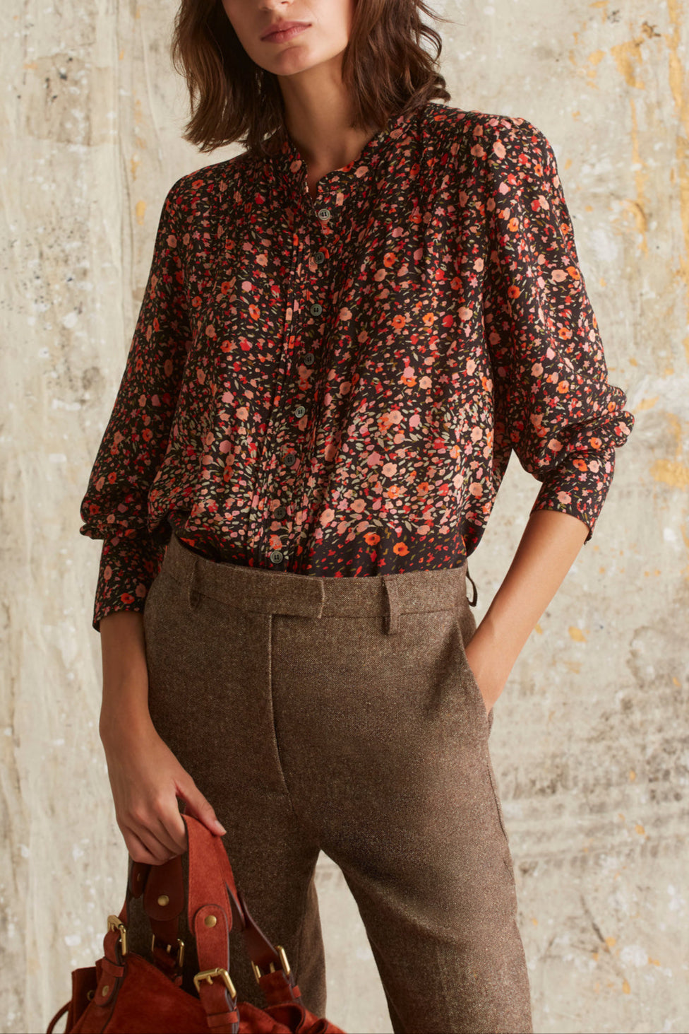 Chemise à volants en mousseline fleurie - CALICA Faume - seconde main