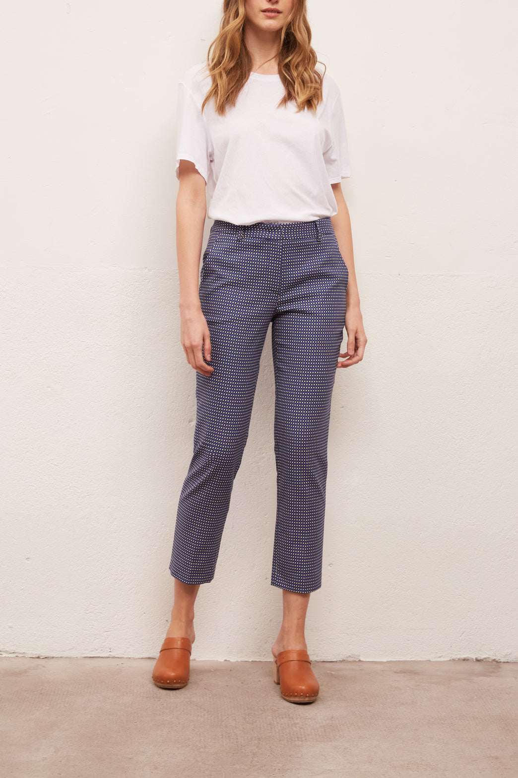 MELANIA - Pantalon droit 7/8 en jacquard de coton Faume - seconde main