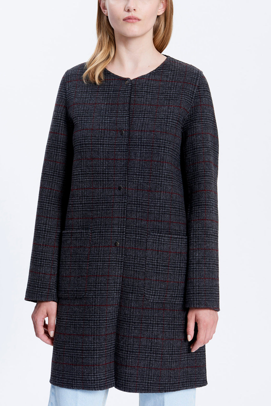 PLUME - Manteau droit imprimé prince-de-galles Faume - seconde main