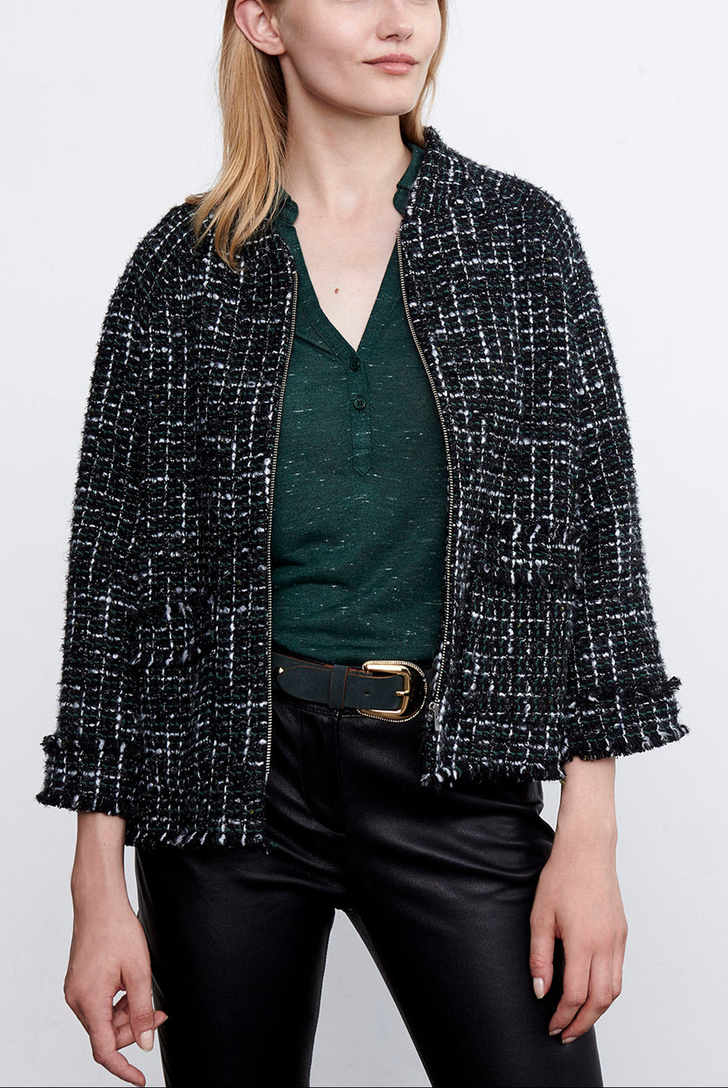 VALERI - Veste façon blouson en tweed Faume - seconde main