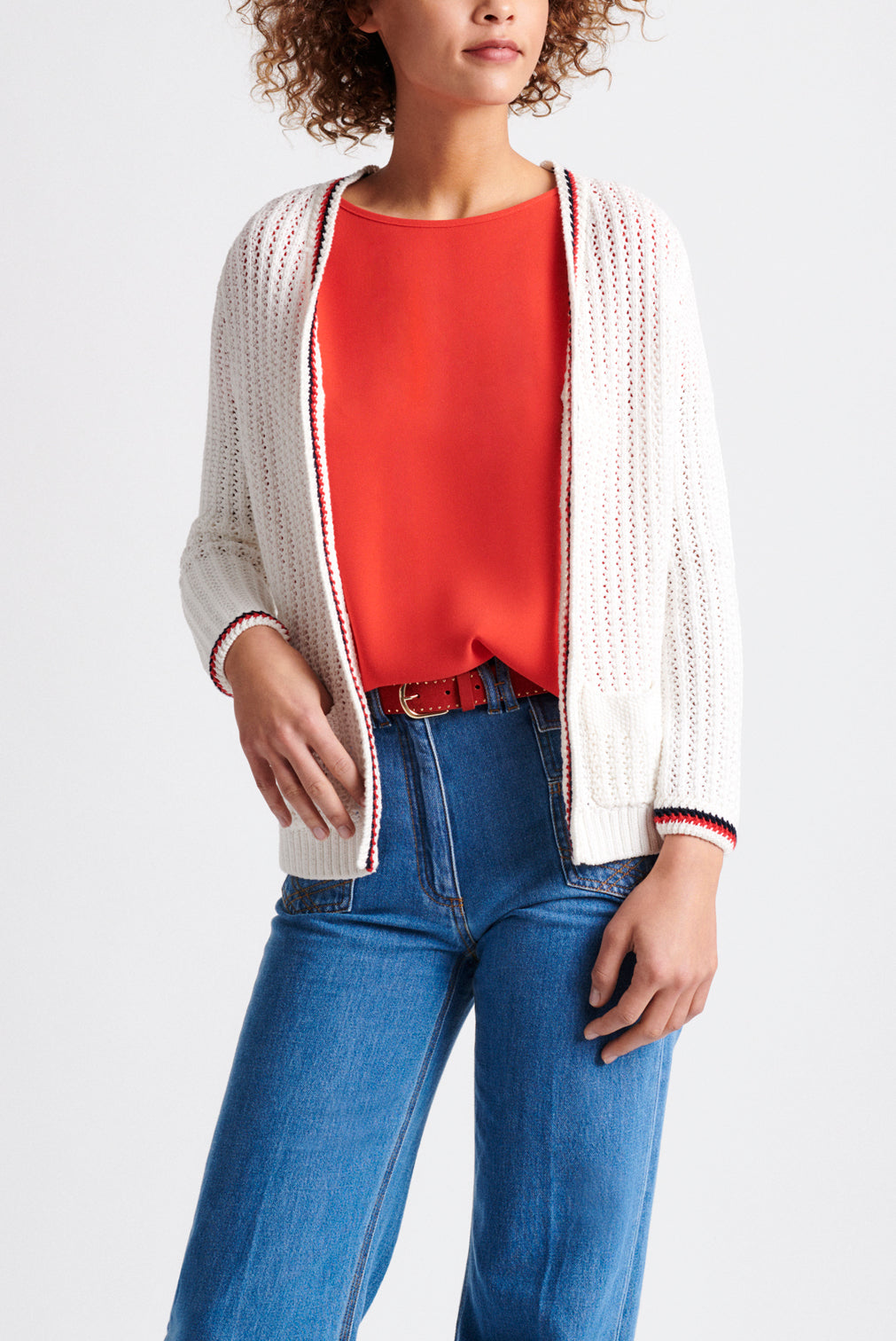 ENGIE - Cardigan en coton et détails en contraste Faume - seconde main