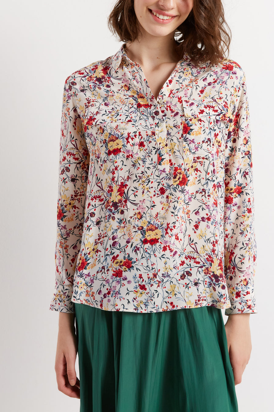 Blouse en soie fleurie et colorée - CARLTON Faume - seconde main