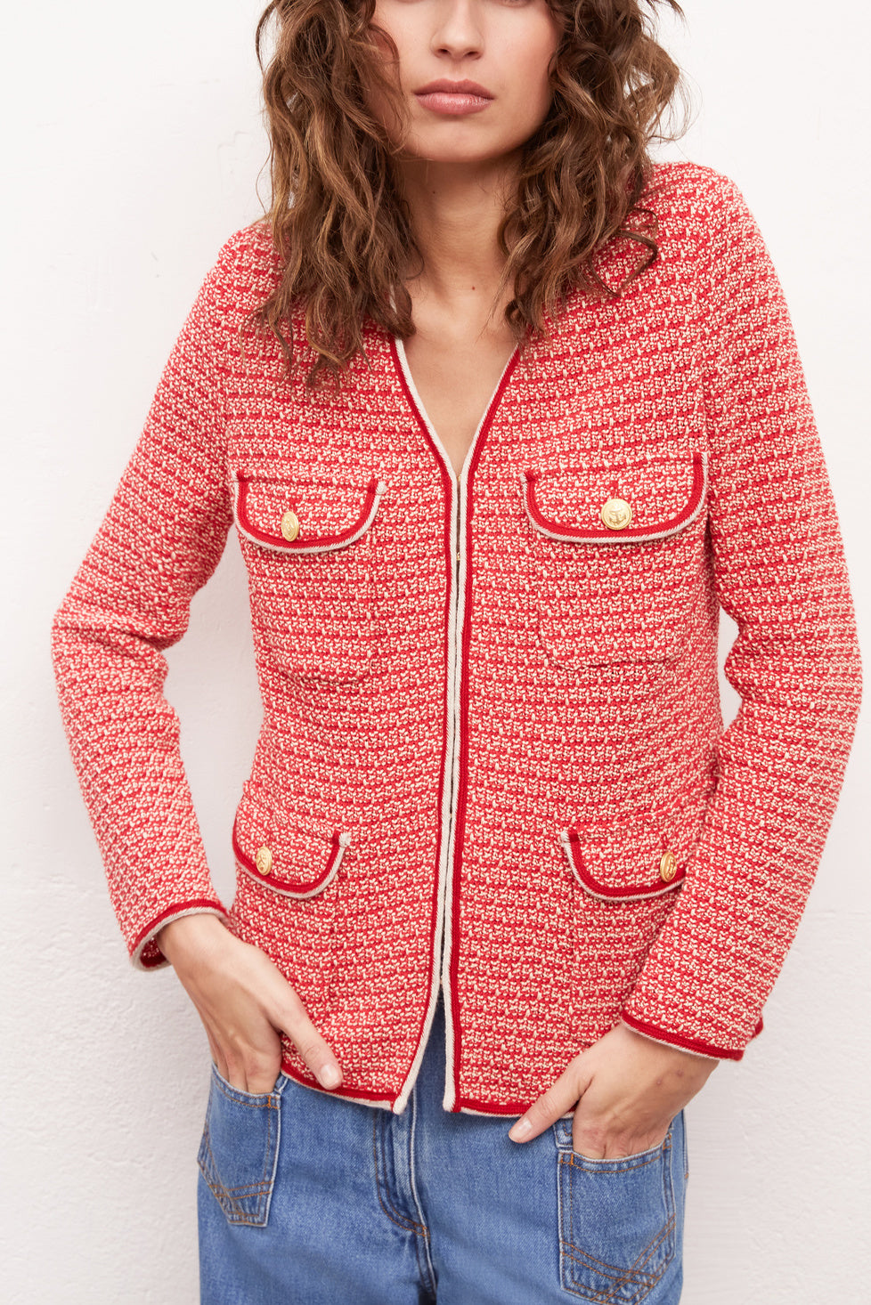 AMADEA - Veste multi-poches en tweed Faume - seconde main